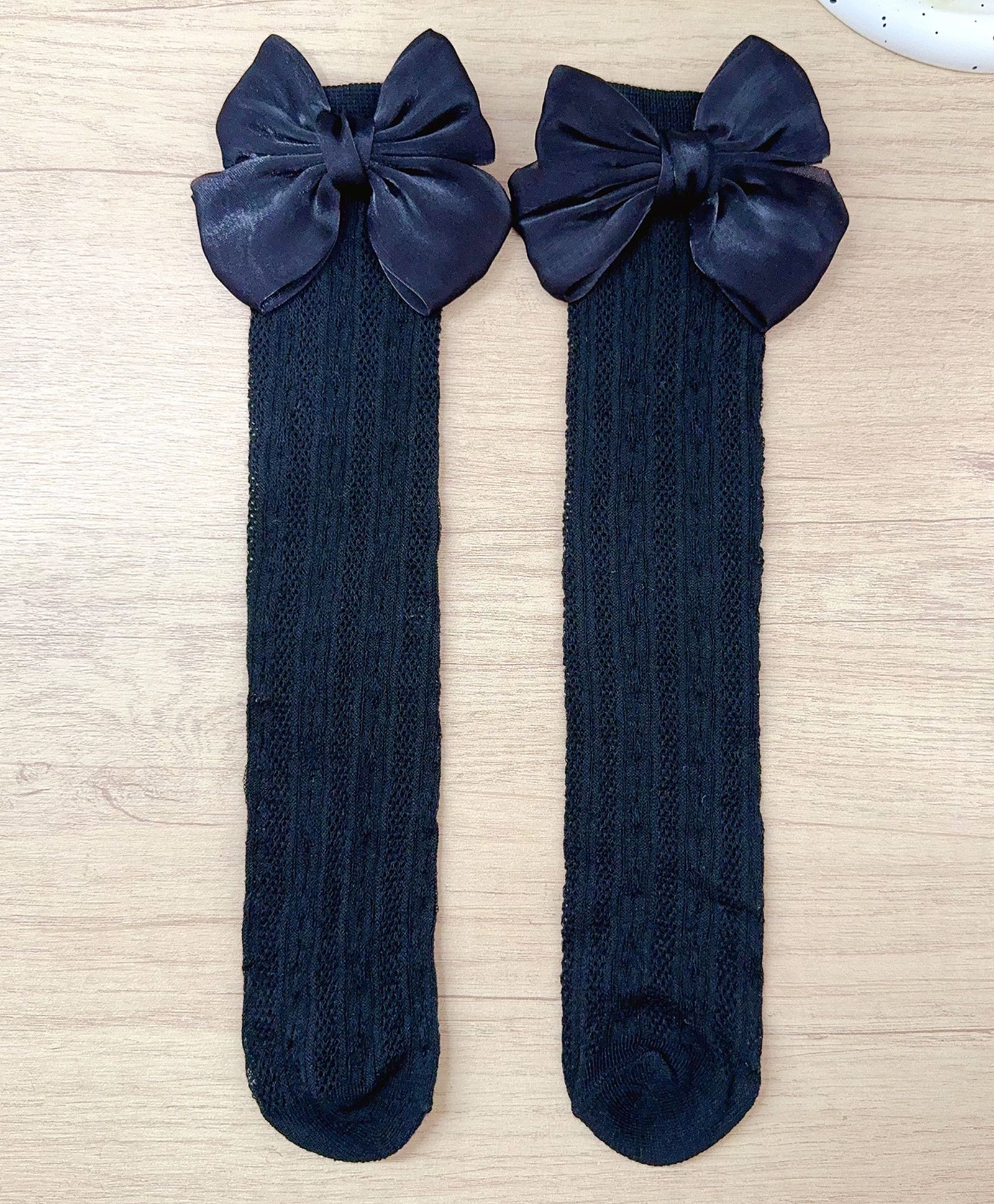 Kidofash Knit Bow Applique Detailed Socks - Black-picture-44