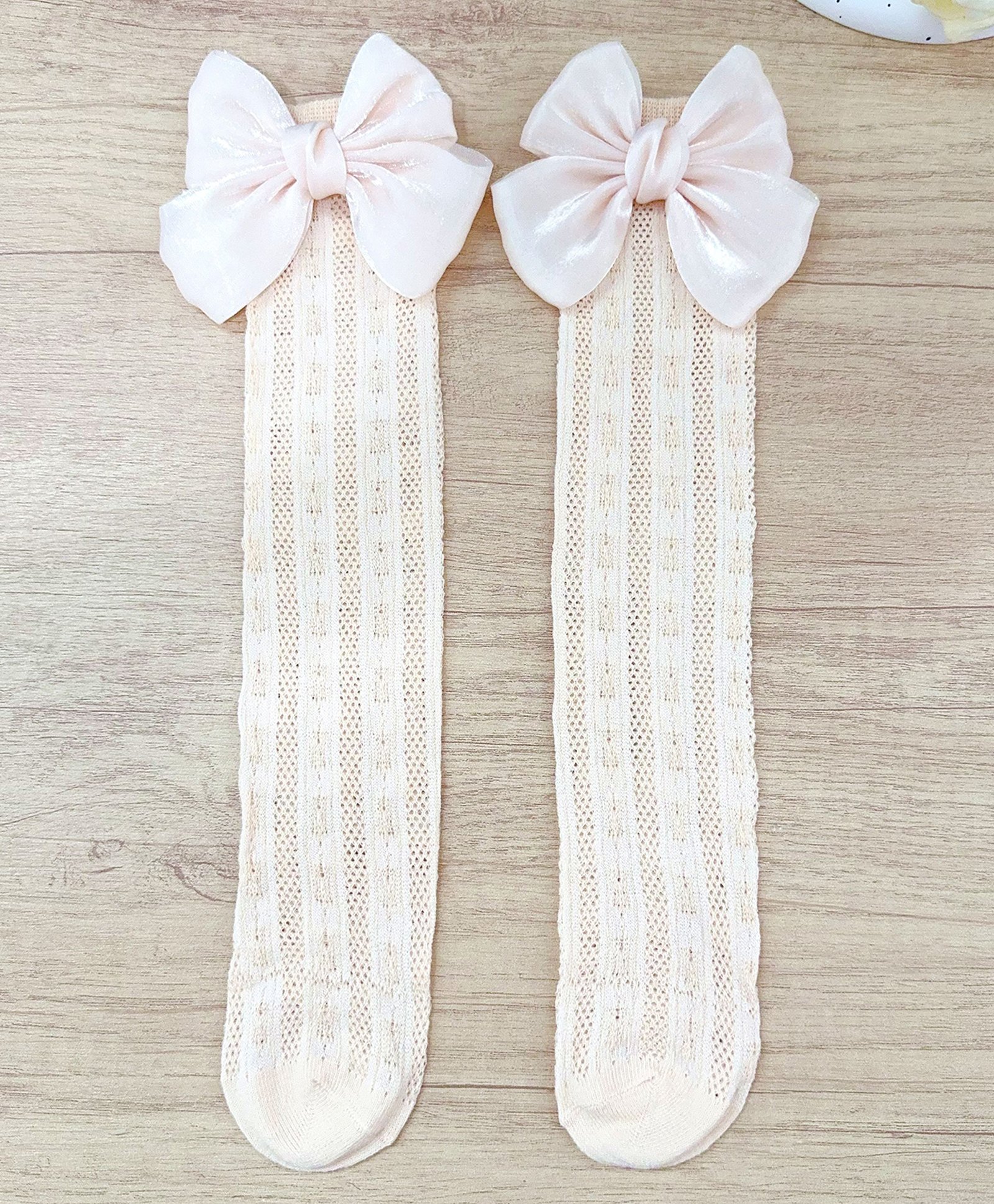 Kidofash Knit Bow Applique Detailed Socks - Light Brown-picture-23