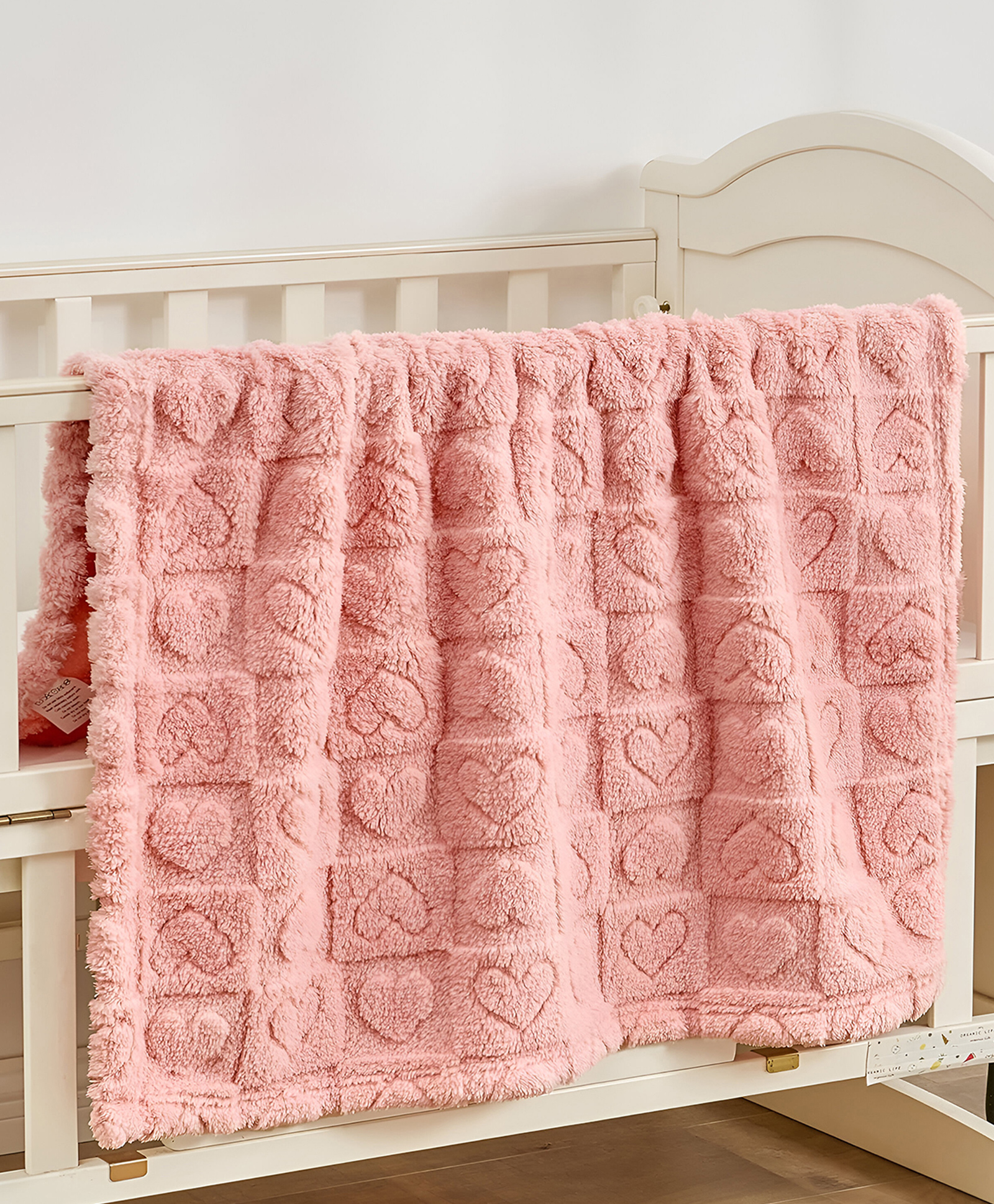 SYGA Fleece Baby Blanket Ultra Soft Heart Chex Design, Cozy Fluffy Polyester Blanket for Newborn Infant Toddler, Crib & Stroller Use 30 x 40 inch (Rose)-image-18