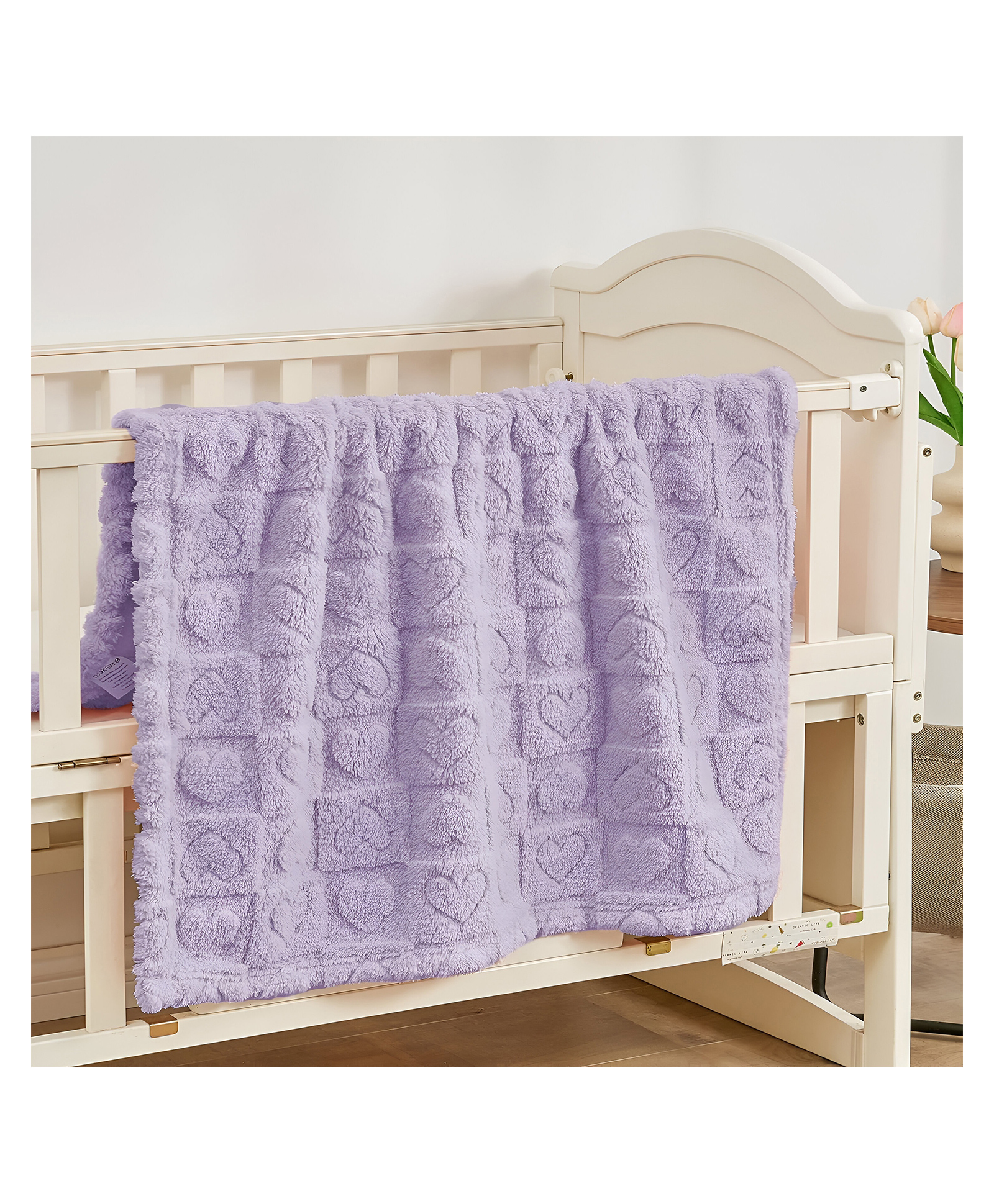SYGA Fleece Baby Blanket Ultra Soft Heart Chex Design, Cozy Fluffy Polyester Blanket for Newborn Infant Toddler, Crib & Stroller Use 30 x 40 inch (Purple)-picture-15