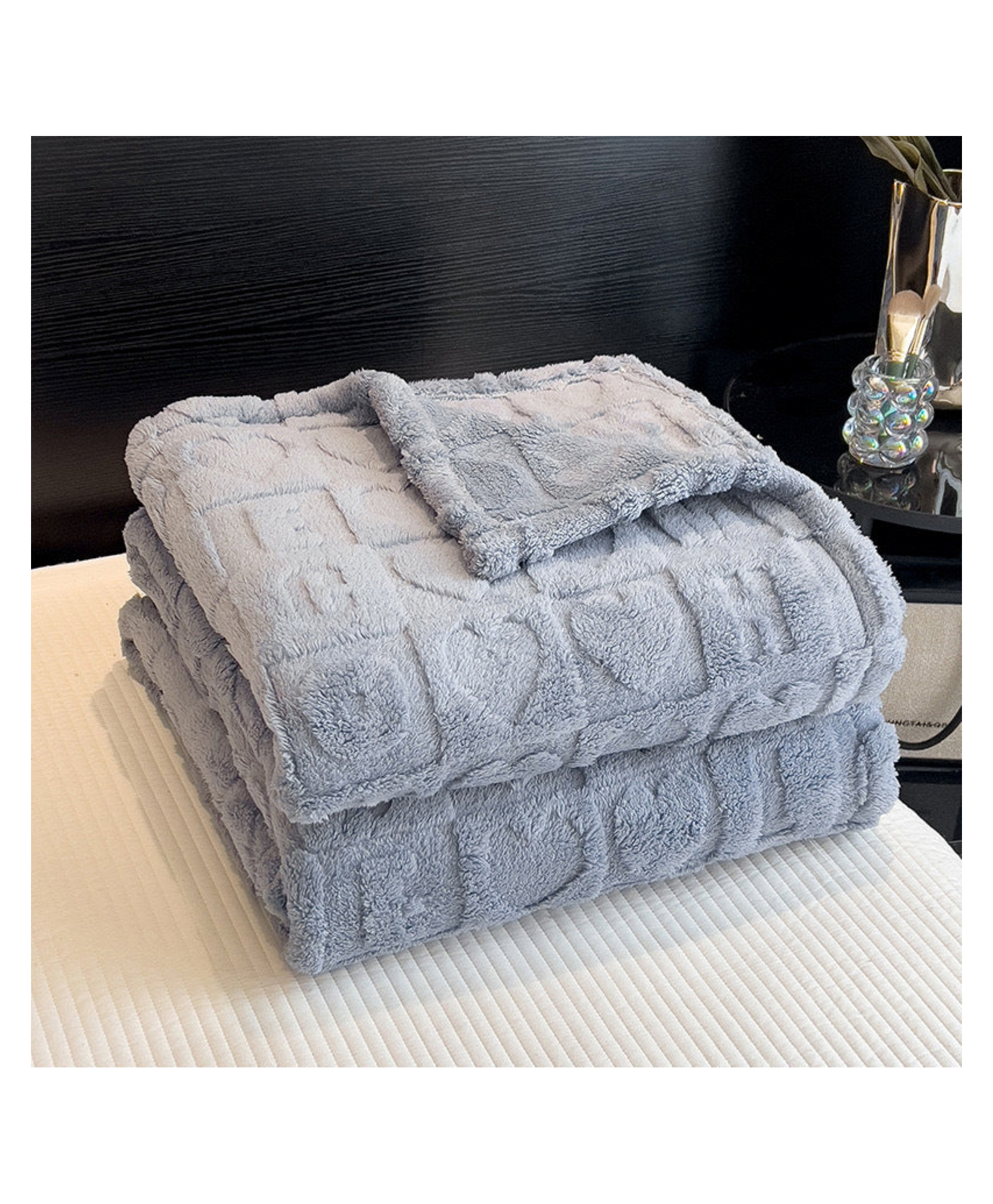 SYGA Fleece Baby Blanket Ultra Soft Heart Chex Design, Cozy Fluffy Polyester Blanket for Newborn Infant Toddler, Crib & Stroller Use 30 x 40 inch (GreyBlue)-image-29