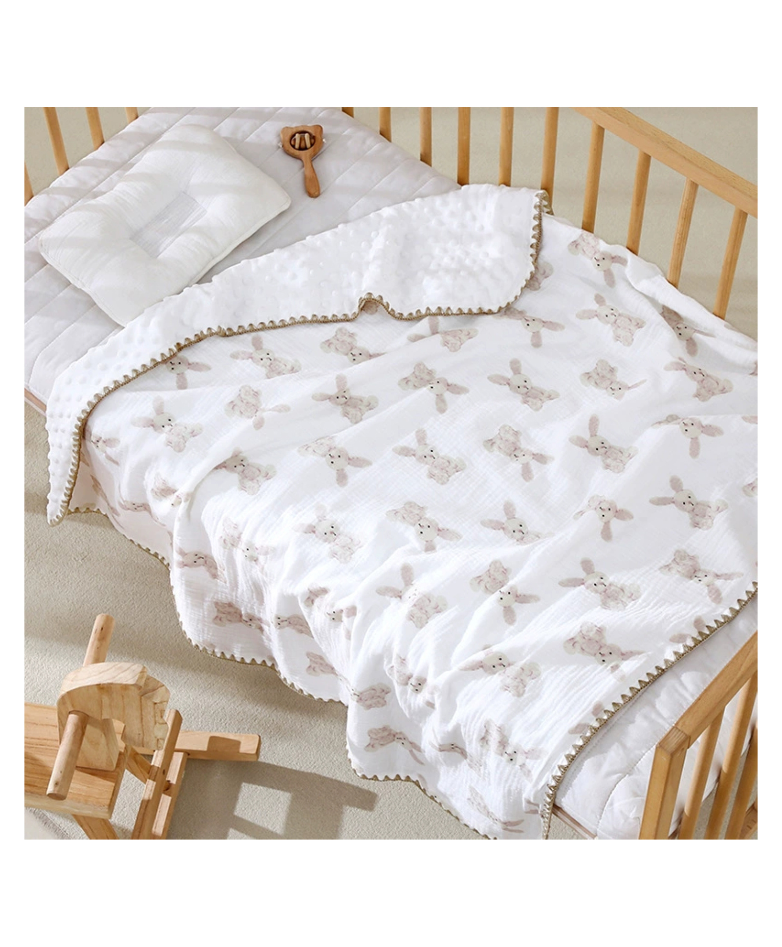 SYGA Baby Blanket Ultra Soft Bunny Design, Cozy Cotton Blanket for Newborn Infant Toddler, Crib & Stroller Use 40 x 40 inch-image-7