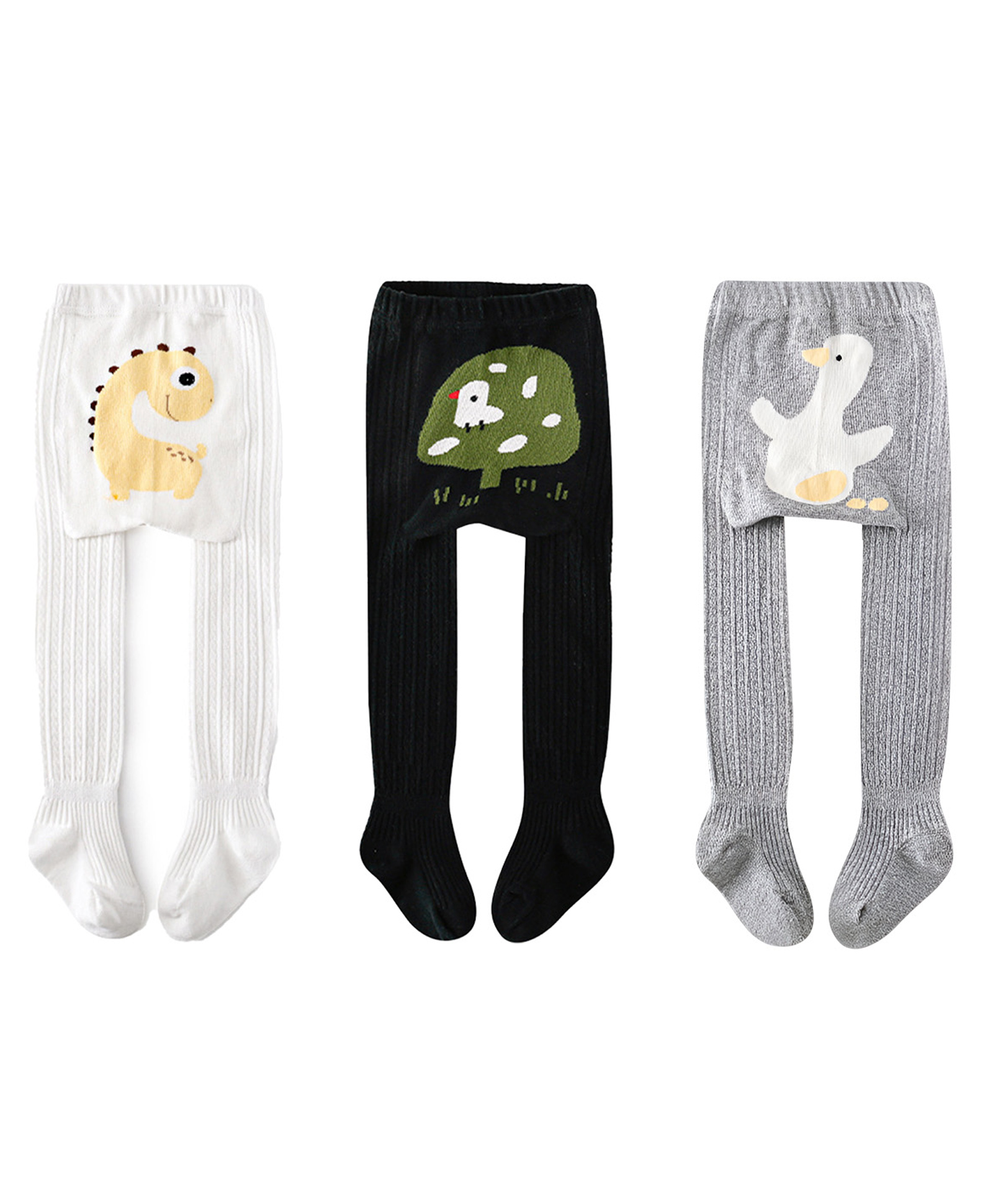 SYGA Pack of 3 Cotton Solid Stockings - White & Black & Grey-picture-18