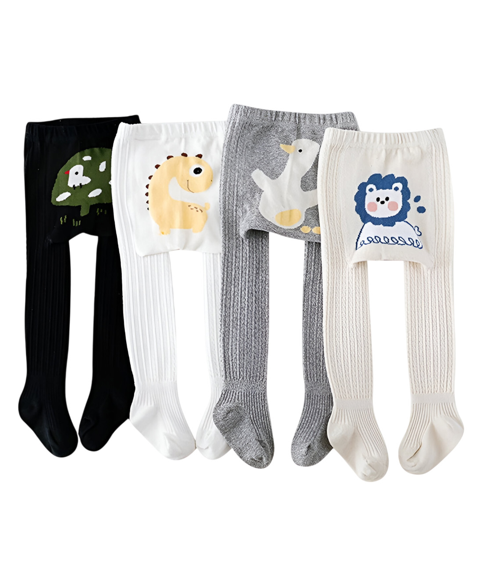 SYGA Pack of 4 Cotton Animal Design Ribbed Stockings - Multicolor-picture-20