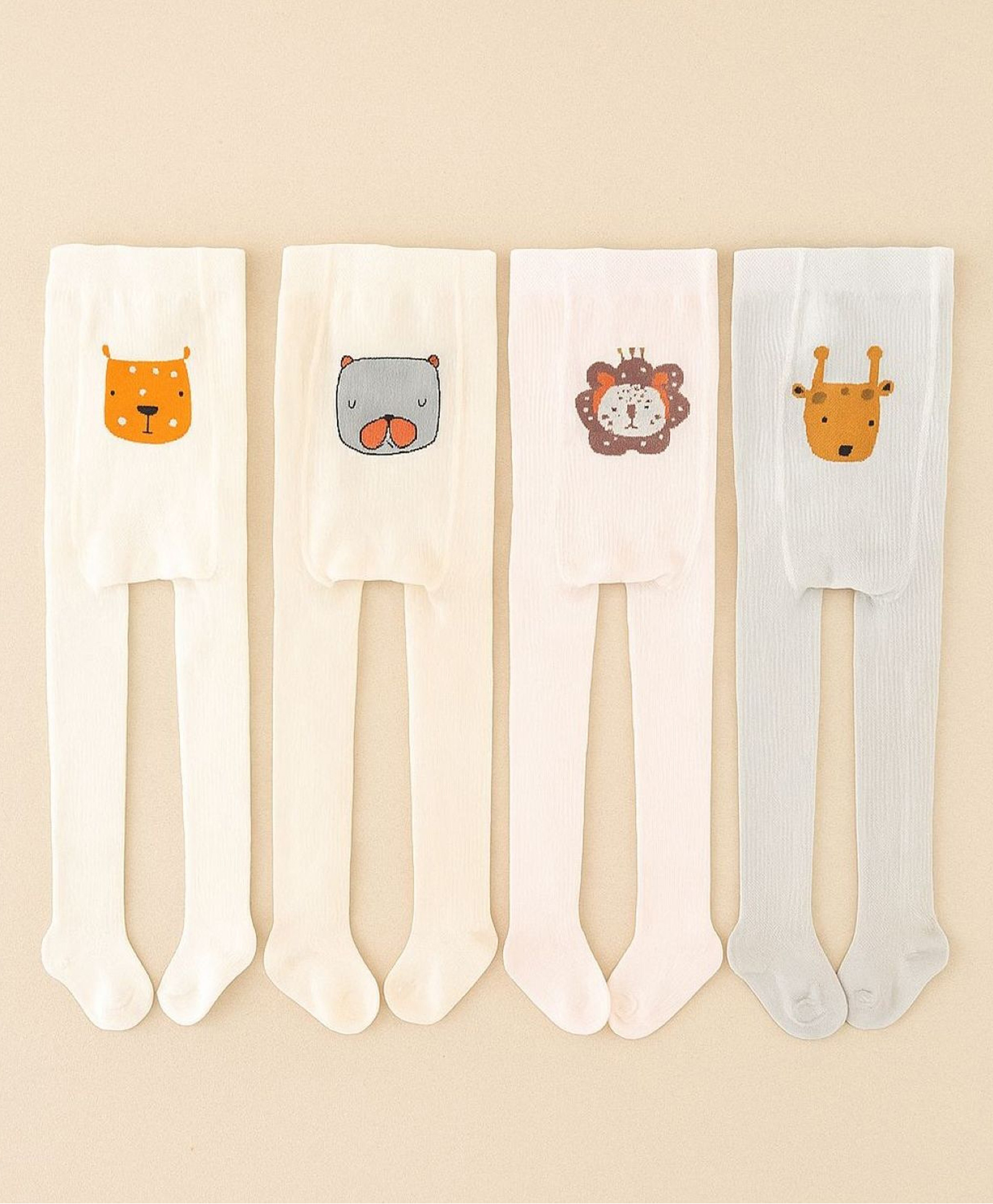 SYGA Pack of 4 Cotton Lion and Bear Print Stockings - Multi colour-picture-18