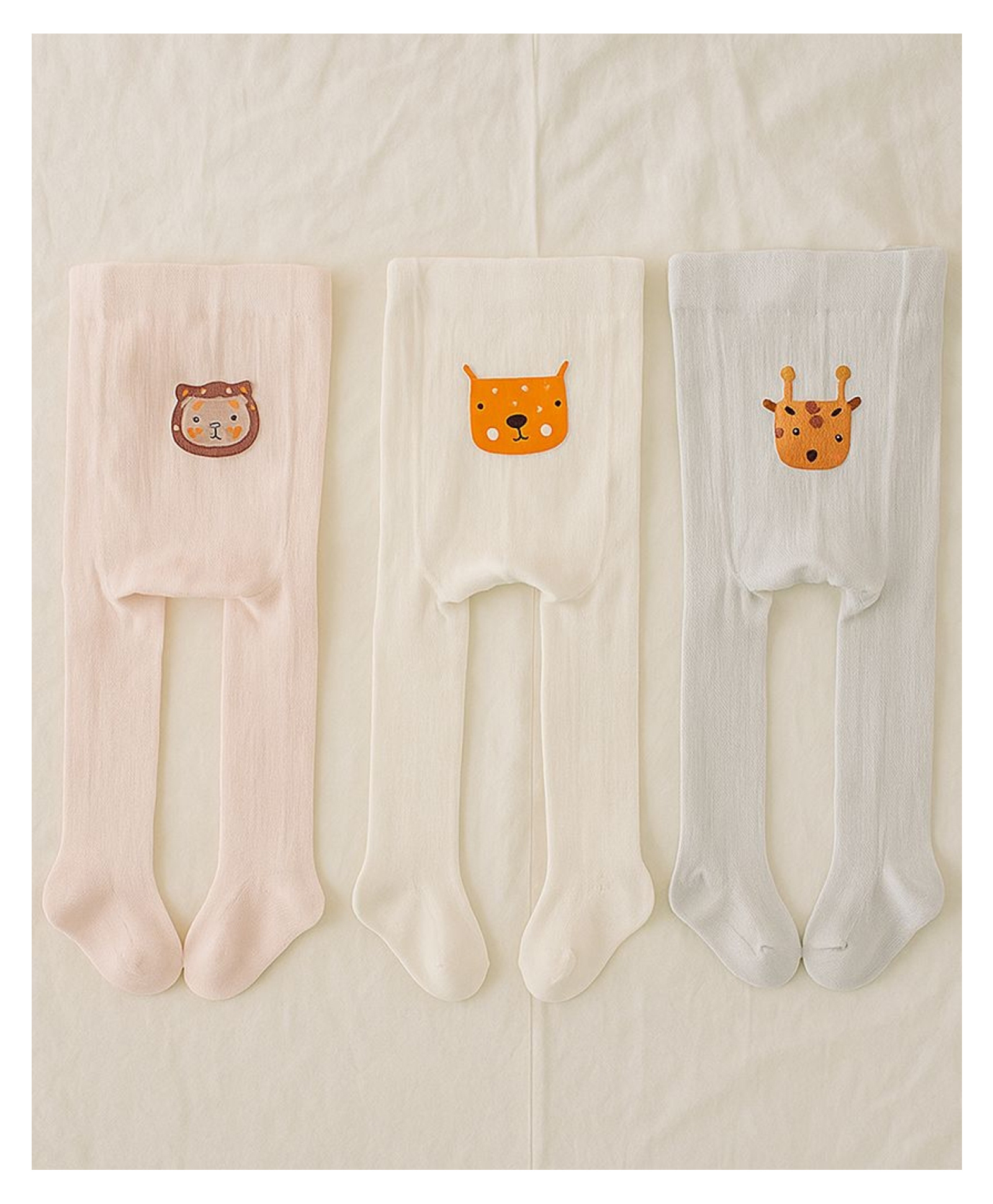 SYGA Pack of 3 Cotton Lion and Giraffe Stockings - White & Grey & Pink-picture-28
