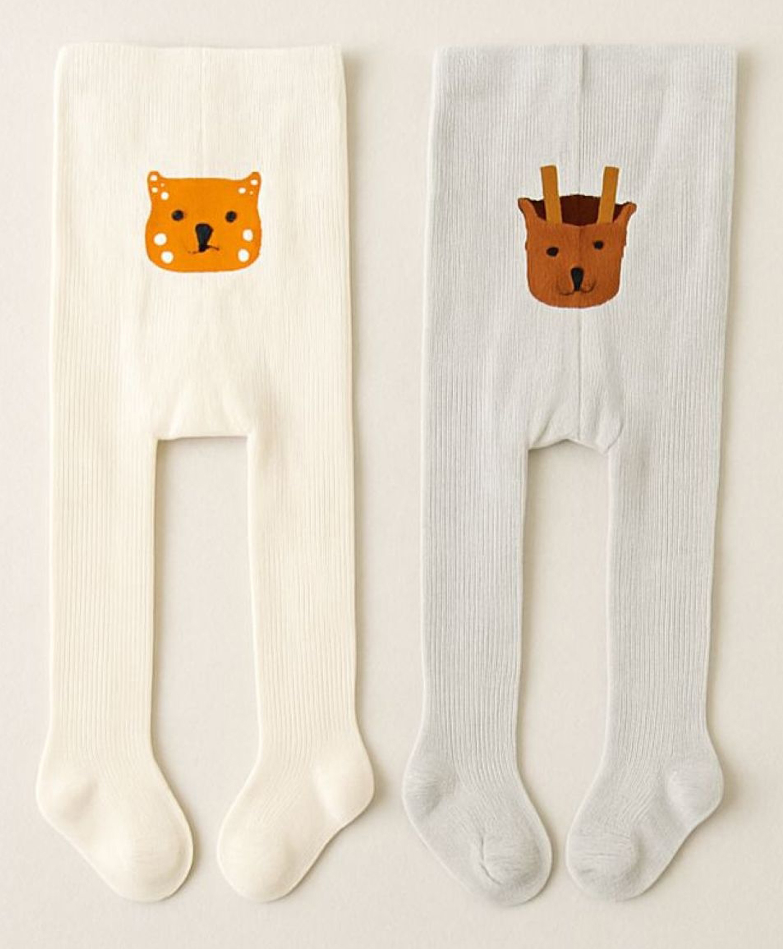 SYGA Pack of 2 Cotton Leopard and Giraffe Stockings - White & Grey-picture-11