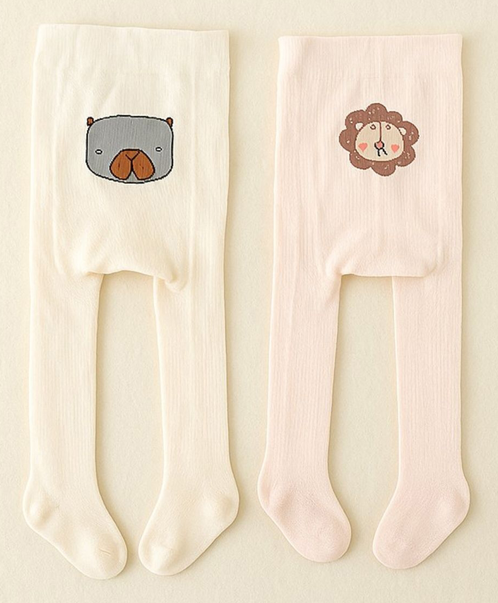 SYGA Pack of 2 Cotton Bear and Lion Stockings - Pink & Apricot-image-40