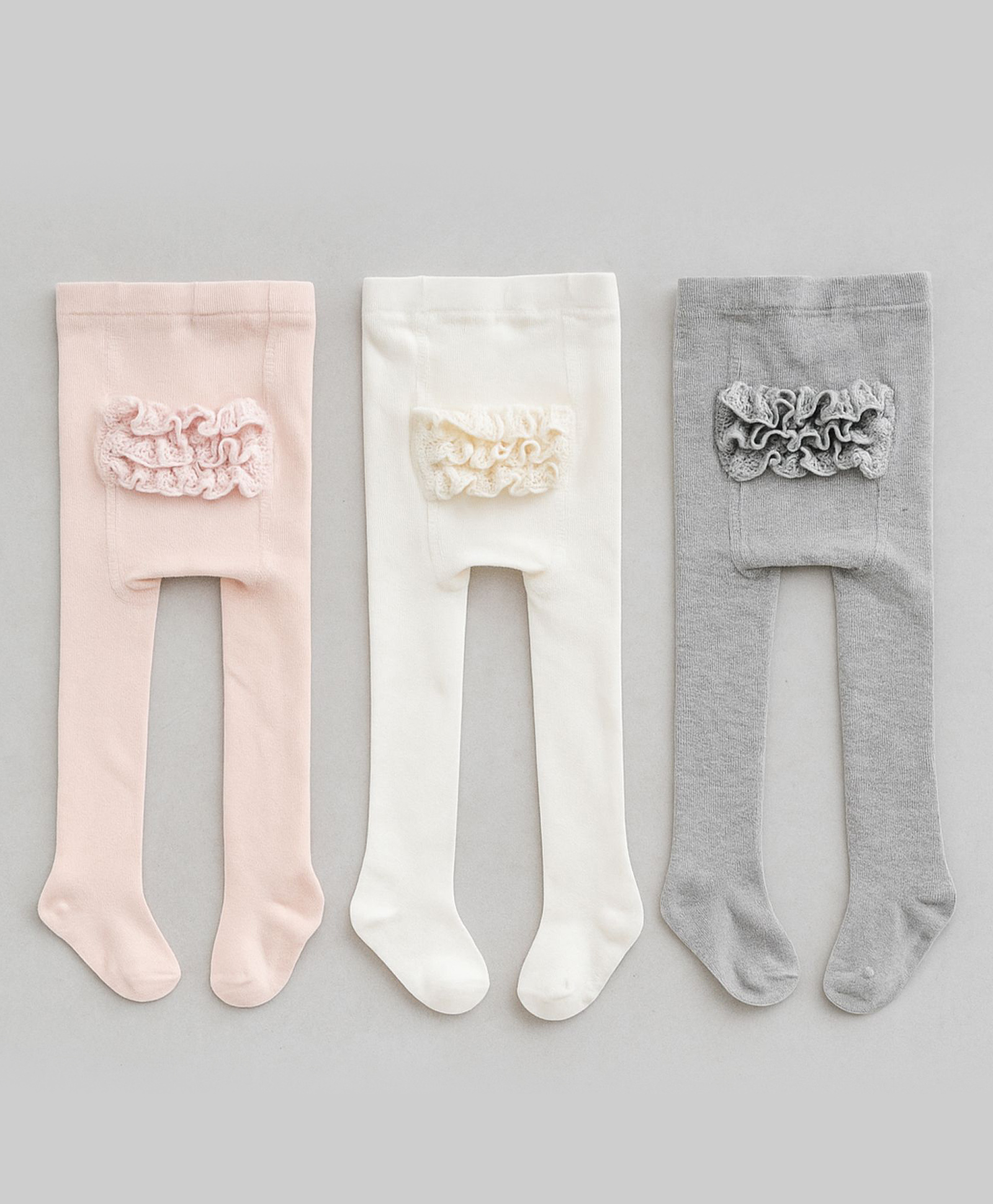SYGA Pack of 3 Cotton Solid Stockings - Pink Grey & White-image-20
