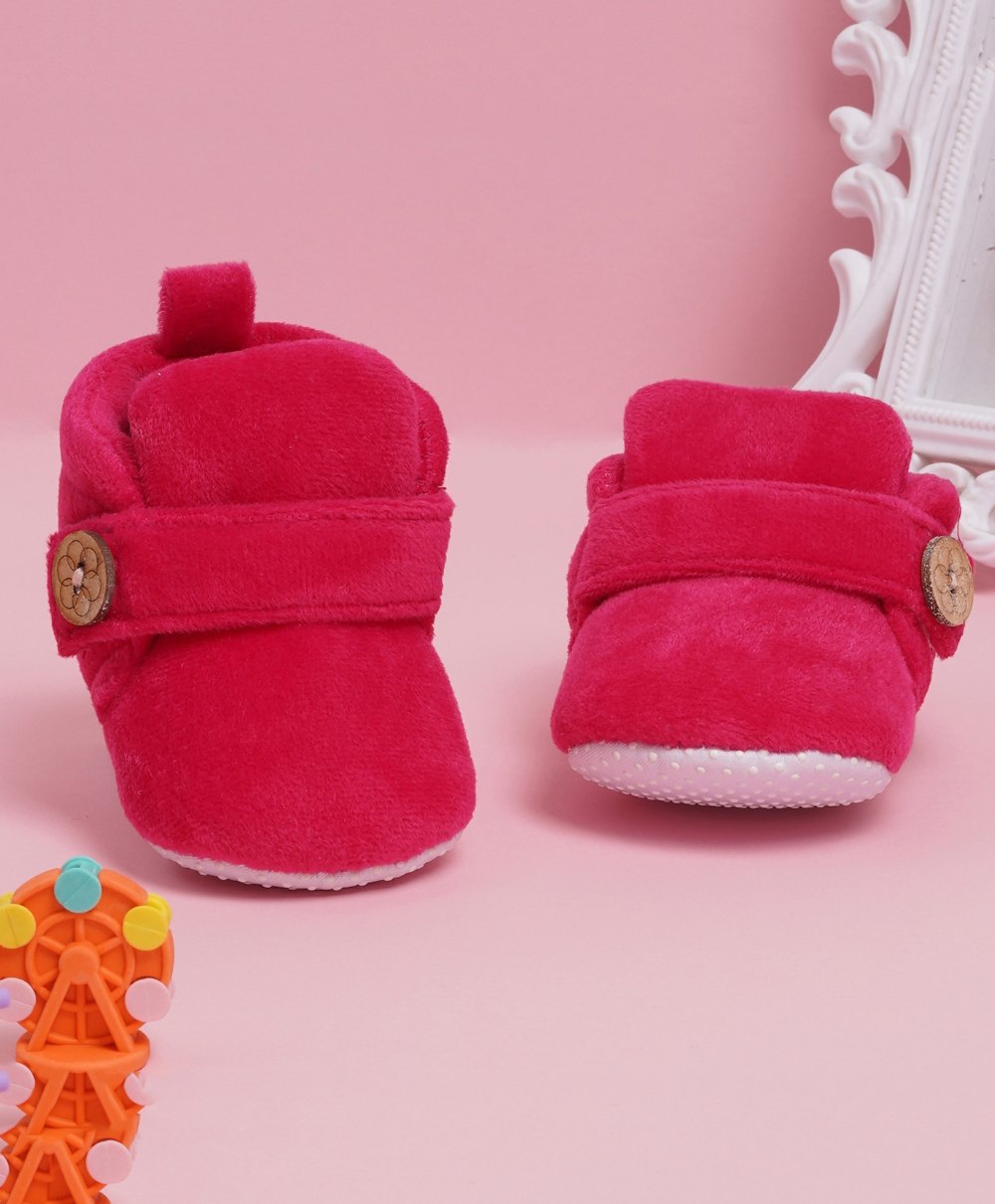 Neska Moda Solid Anti Slip Button Closure Booties - Pink-picture-42