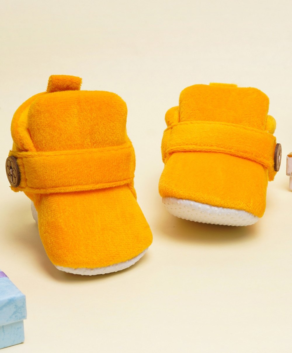 Neska Moda Solid Anti Slip Button Closure Booties - Yellow-image-8