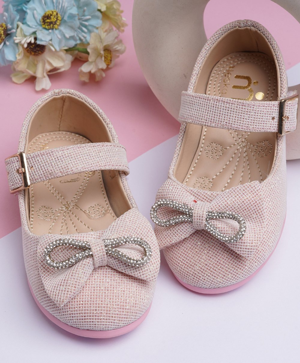 Neska Moda Butterfly Applique Detailed Shimmered Marie Jane Ballerinas - Pink-picture-15