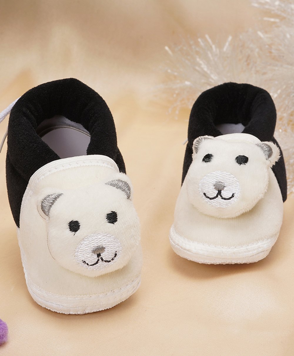 Neska Moda Bear Face Applique Detailed Booties - Black-image-25