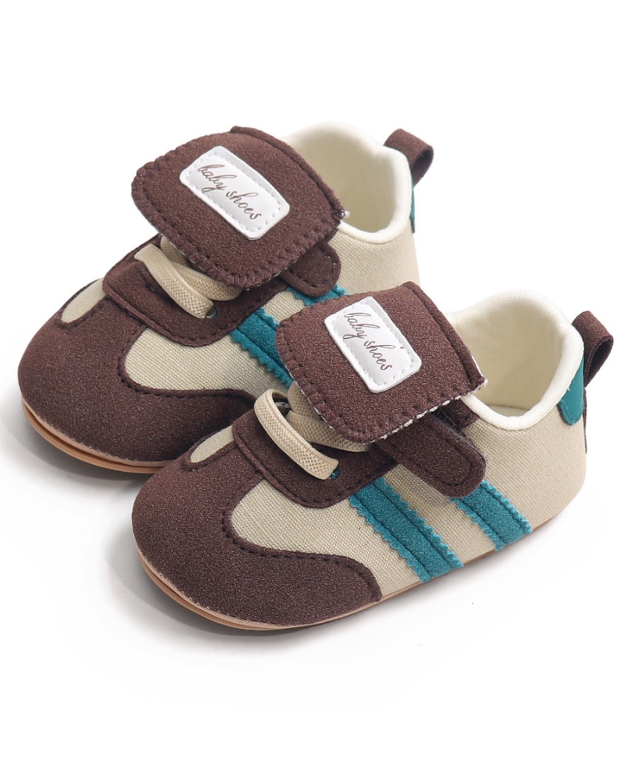 Neska Moda Colour Blocked Velcro Closure Booties - Brown-image-3
