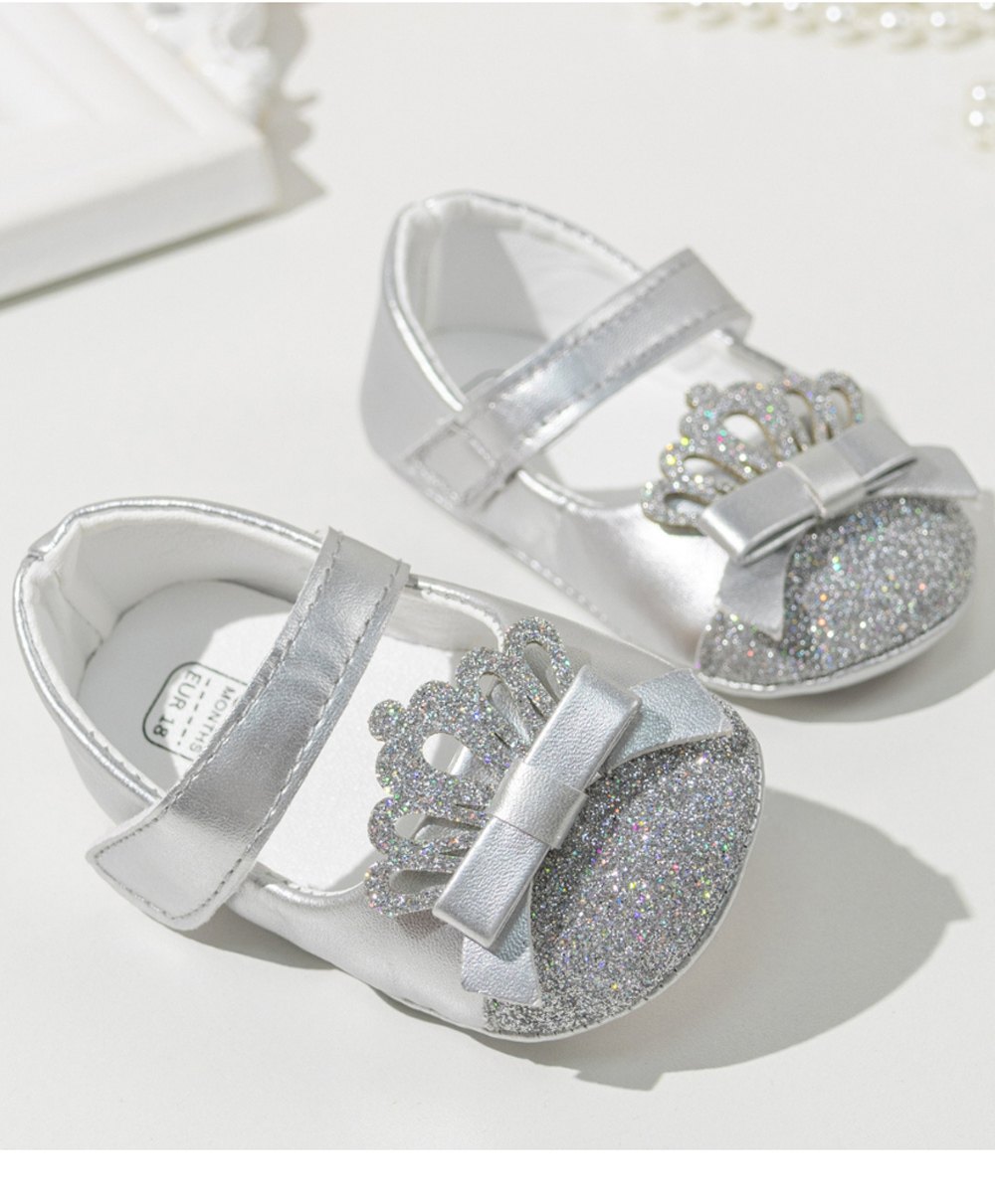 Neska Moda Crown Applique Detailed Anti Skid Booties - Silver-image-27