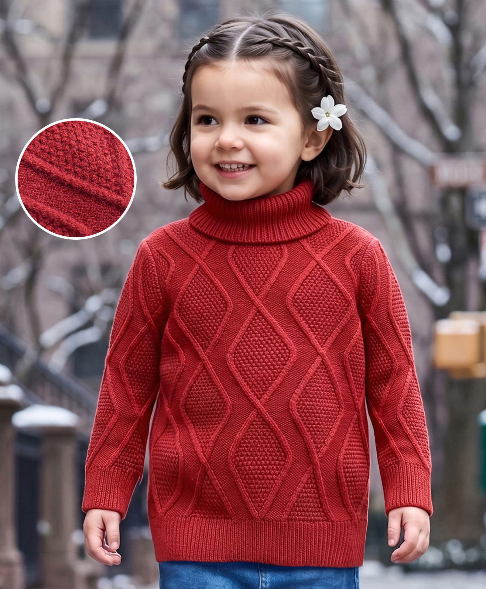 Mark & Mia Knit Full Sleeves Solid Colour Cable Knit Designed Pullover - Maroon-picture-27
