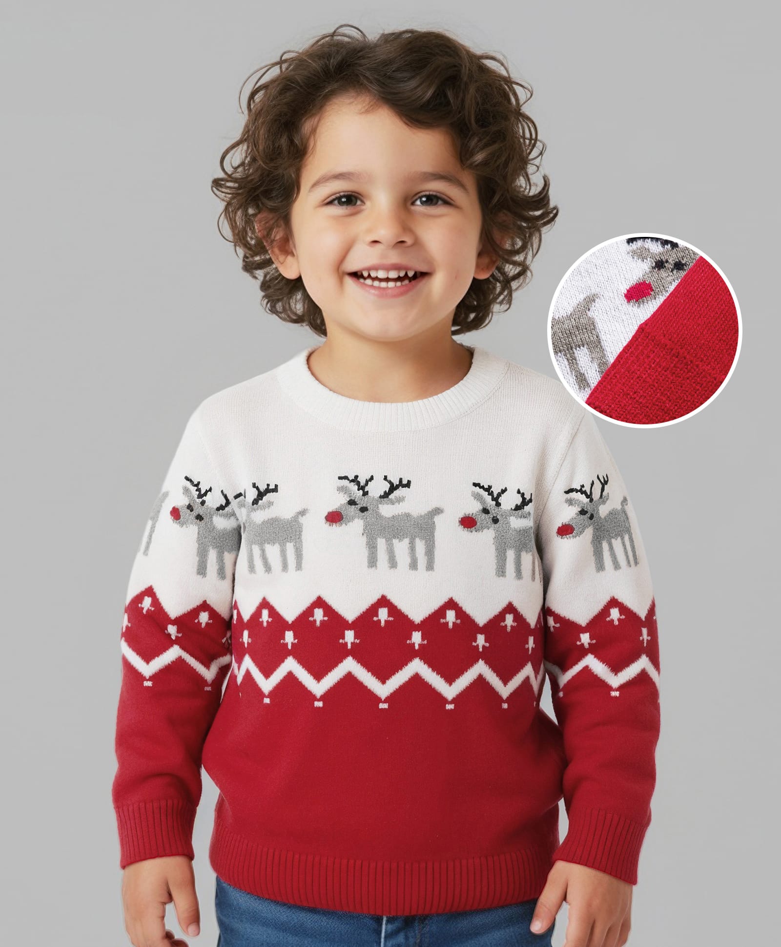 Mark & Mia Knit Full Sleeves Pullover Sweater with Fair Isle Jacquard Design - Red-picture-20