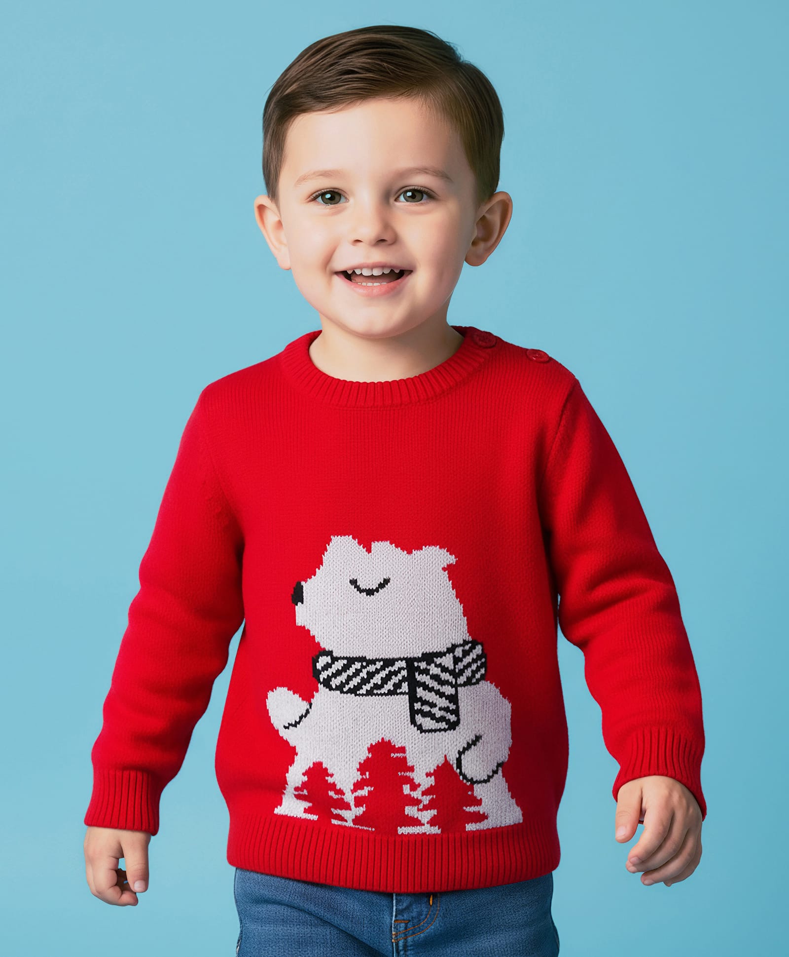 Mark & Mia Knit Full Sleeves Pullover Sweater with Bear Design - Red-picture-35