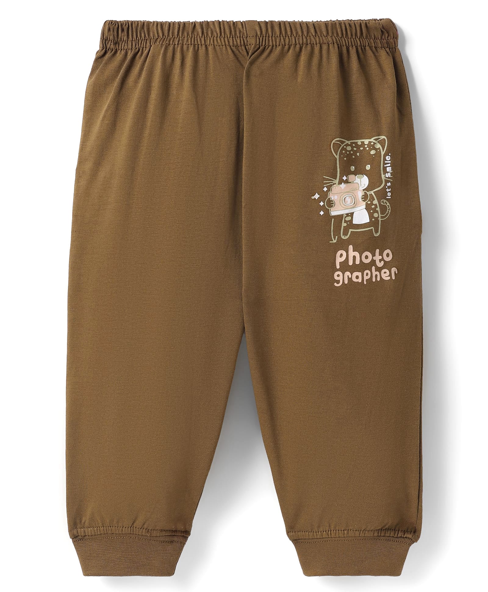 Tango Single Jersey Knit Full Length Lounge Pant With Text Print - Tan-picture-12