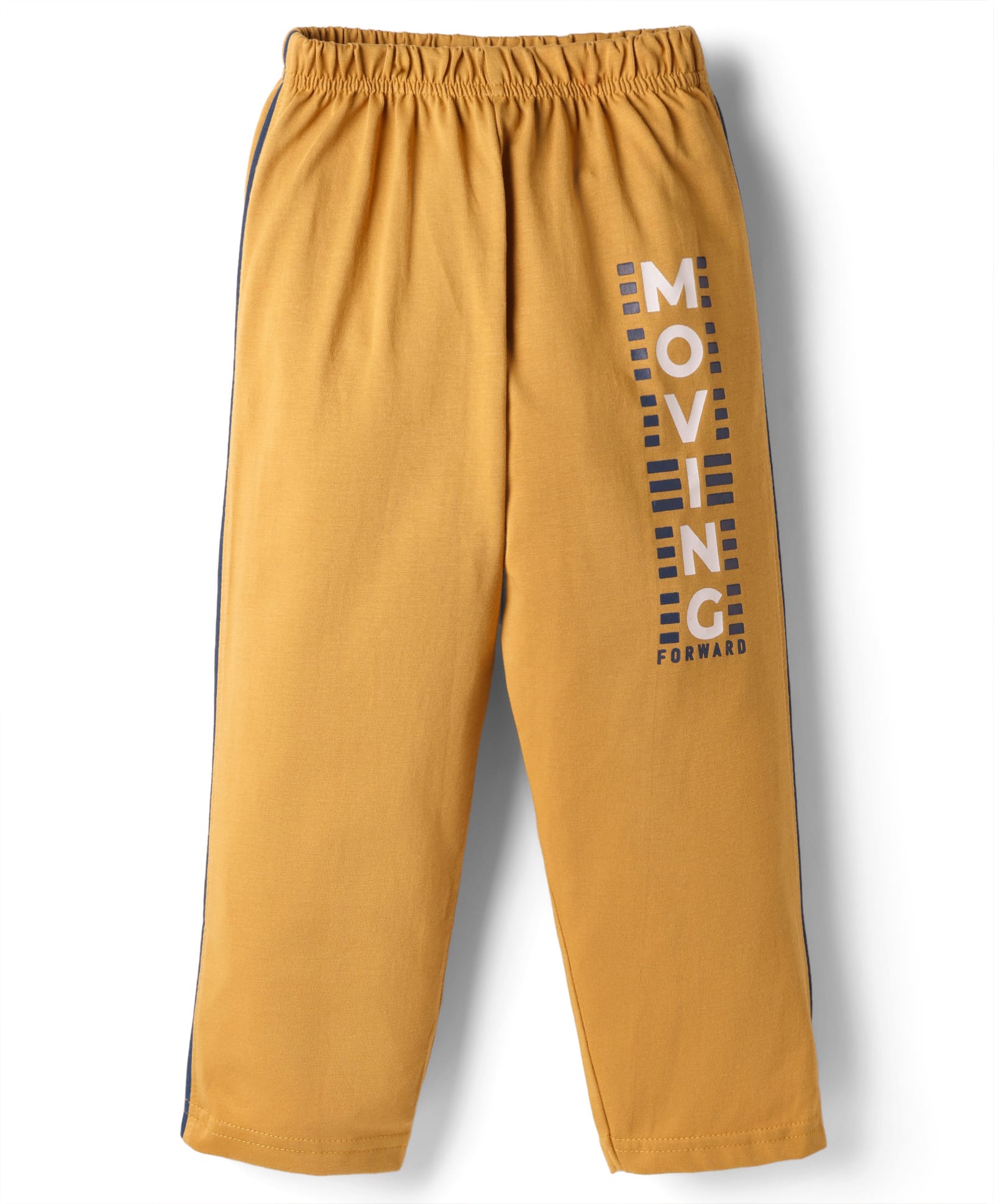Tango Single Jersey Knit Full Length Track Pant With Text Print - Golden-image-13