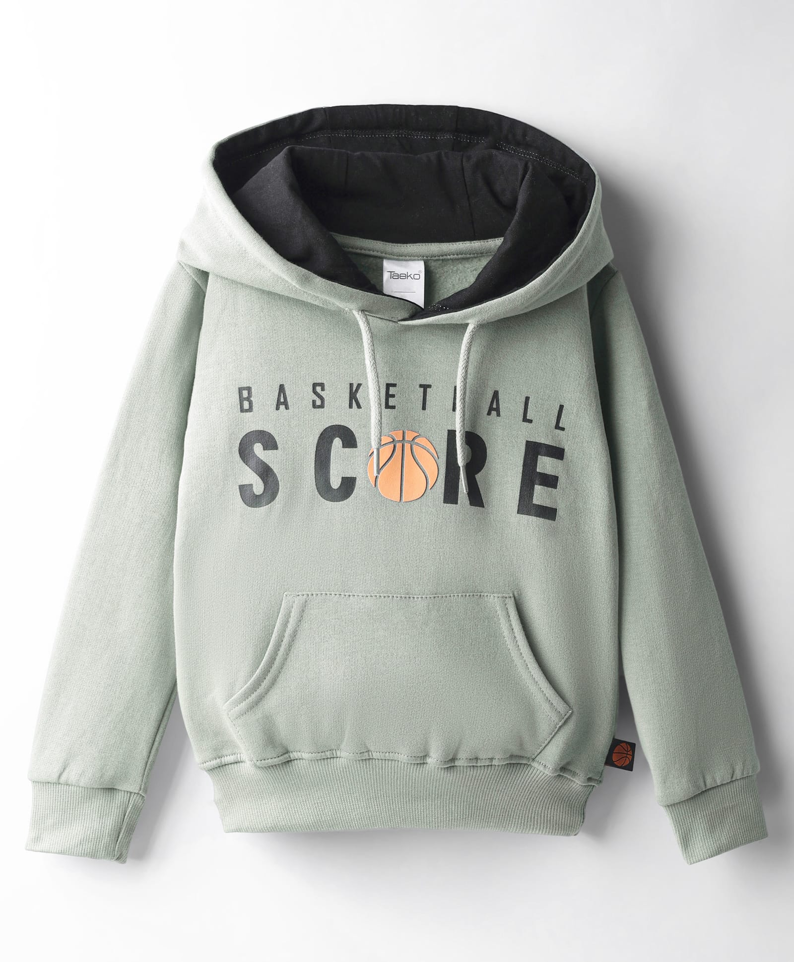 Taeko Full Sleeves Hooded Fleece Sweatshirt with Kangaroo Pocket & Text - Light Green-picture-13