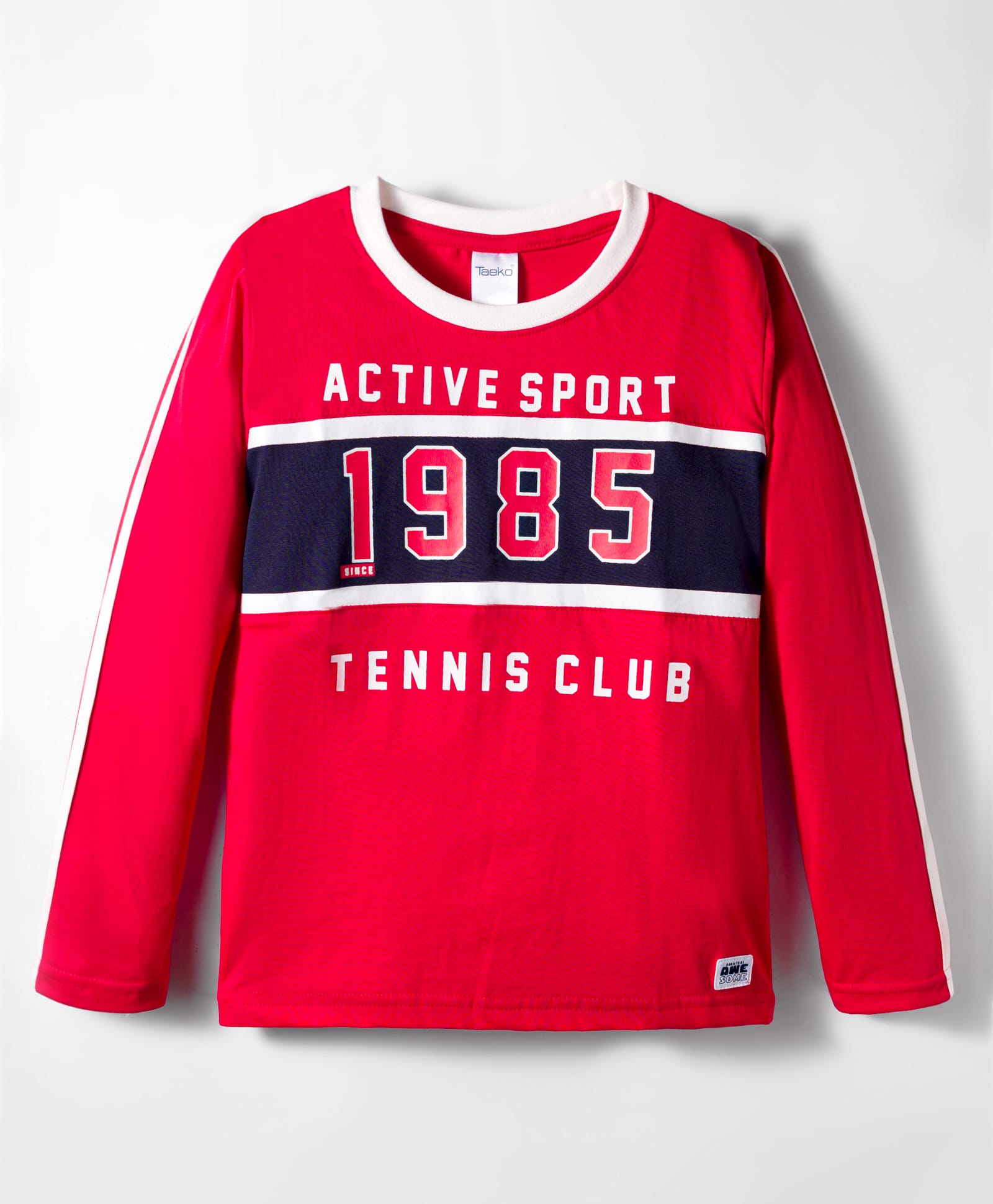 Taeko Single Jersey Knit Full Sleeves T-Shirt with Sport Theme Text Print - Red-picture-30