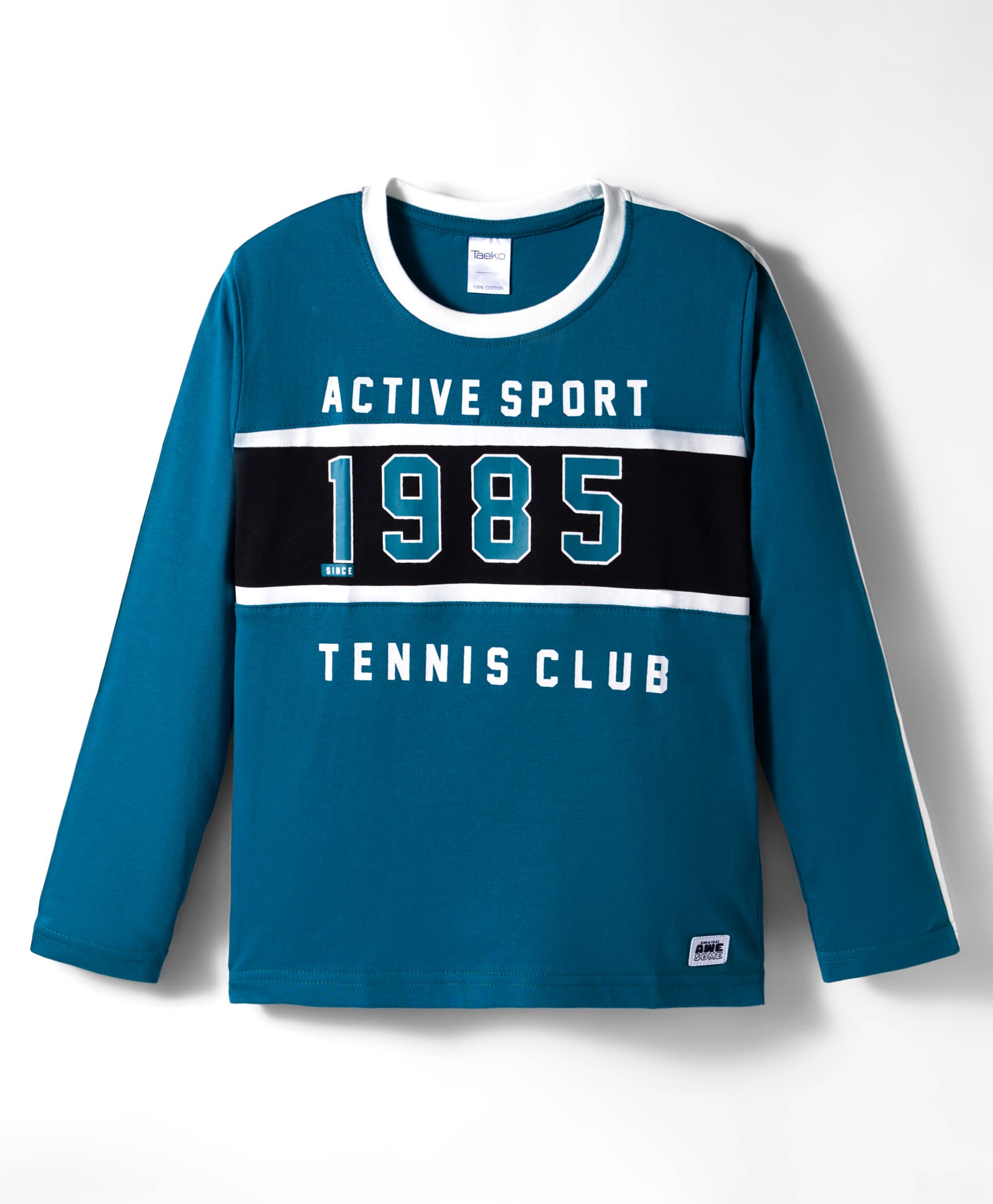 Taeko Single Jersey Knit Full Sleeves T-Shirt with Sport Theme Text Print - Navy Blue-picture-20