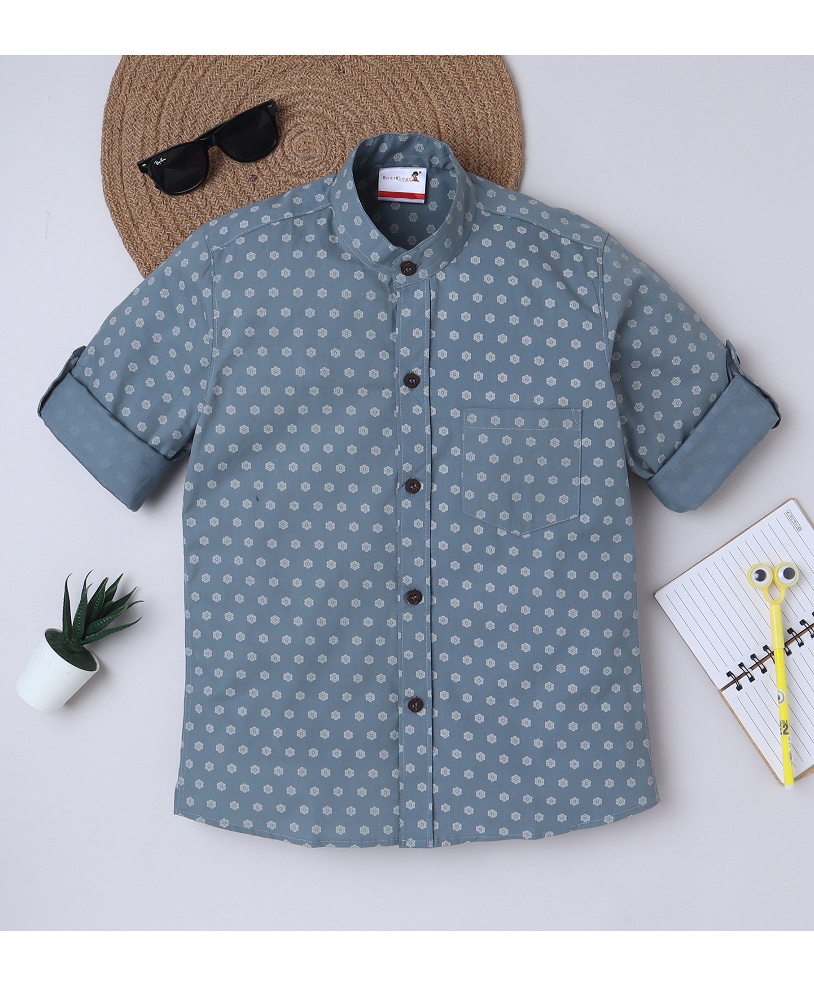 BAATCHEET Cotton Woven Full Sleeves Floral Printed Shirt - Blue-picture-36