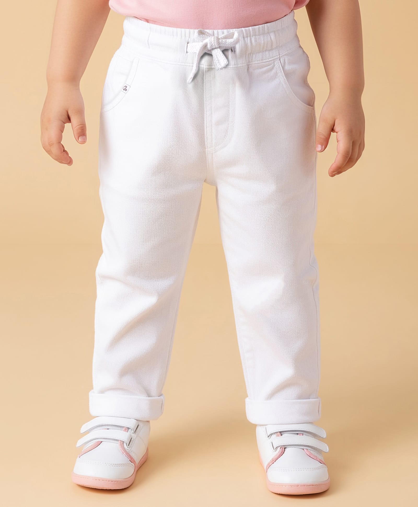 Babyoye Cotton Blend Woven Full Length Washed Denim Jeans with Stretch - White-picture-22