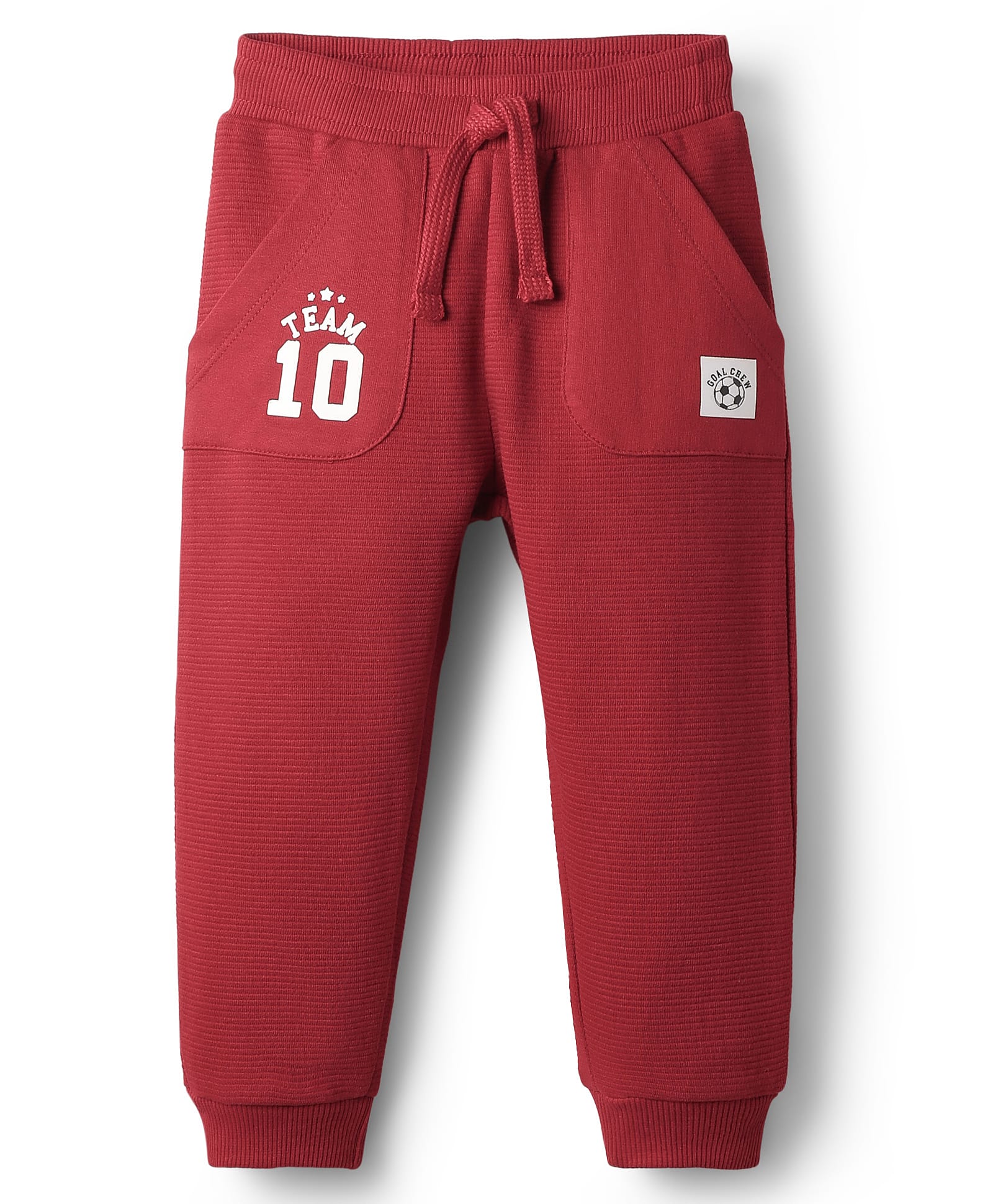 Babyhug Terry Cotton Knit Full Length Lounge Pant With Sports Theme Print - Maroon-picture-12