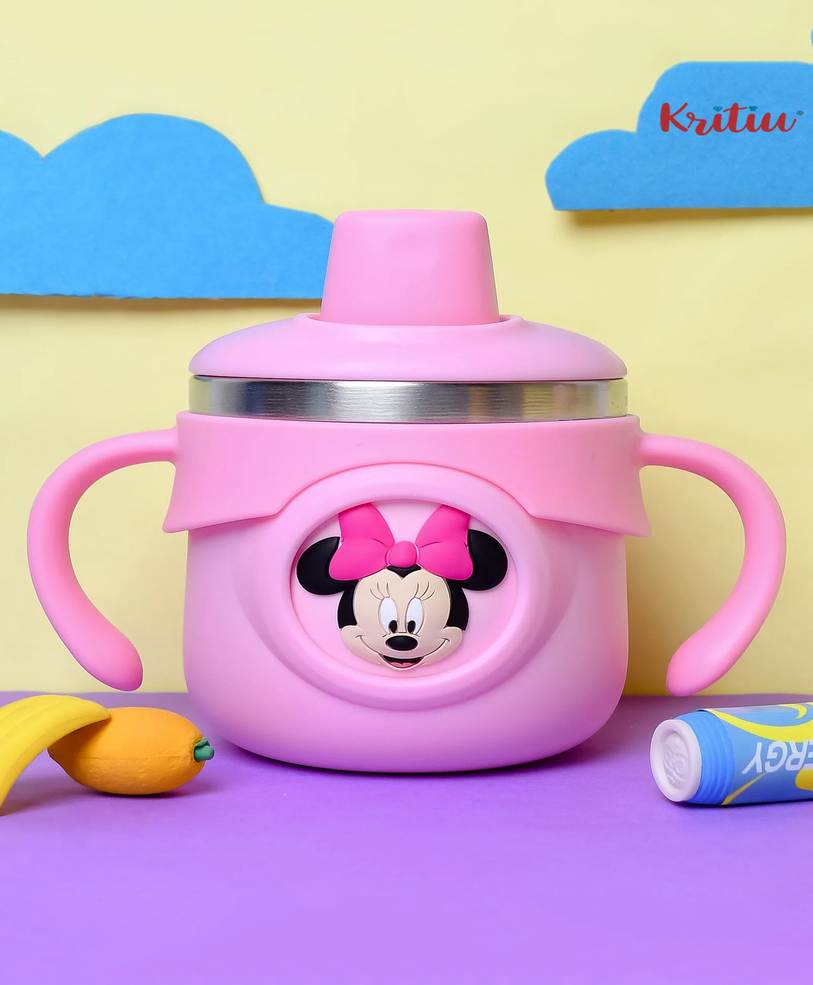 KRITIU Kritiu Stainless Steel Insulated Hot & Cold Sipper Bottle for Kids/Double Wall & Vacuuming/Sipper Cups with Straw/Travelling Water Bottle for Kids with Straw (260ml) - Pink-picture-33