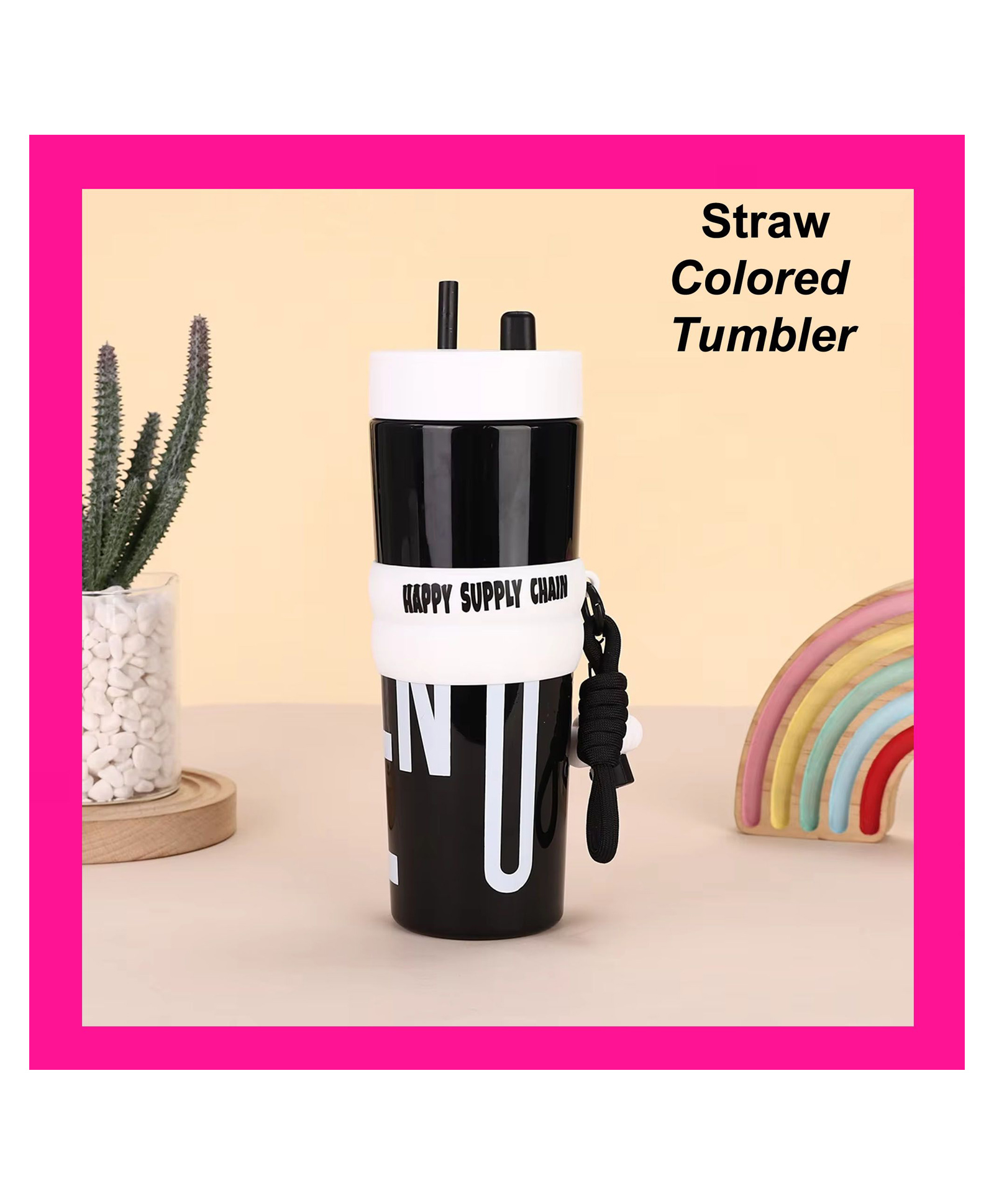 Kritiu Printed Tumbler With Lid|Sipper|BPA Free|Leak Resistant|Freezer Safe| 950 ml|Perfect for Kids And Adults - White-picture-45