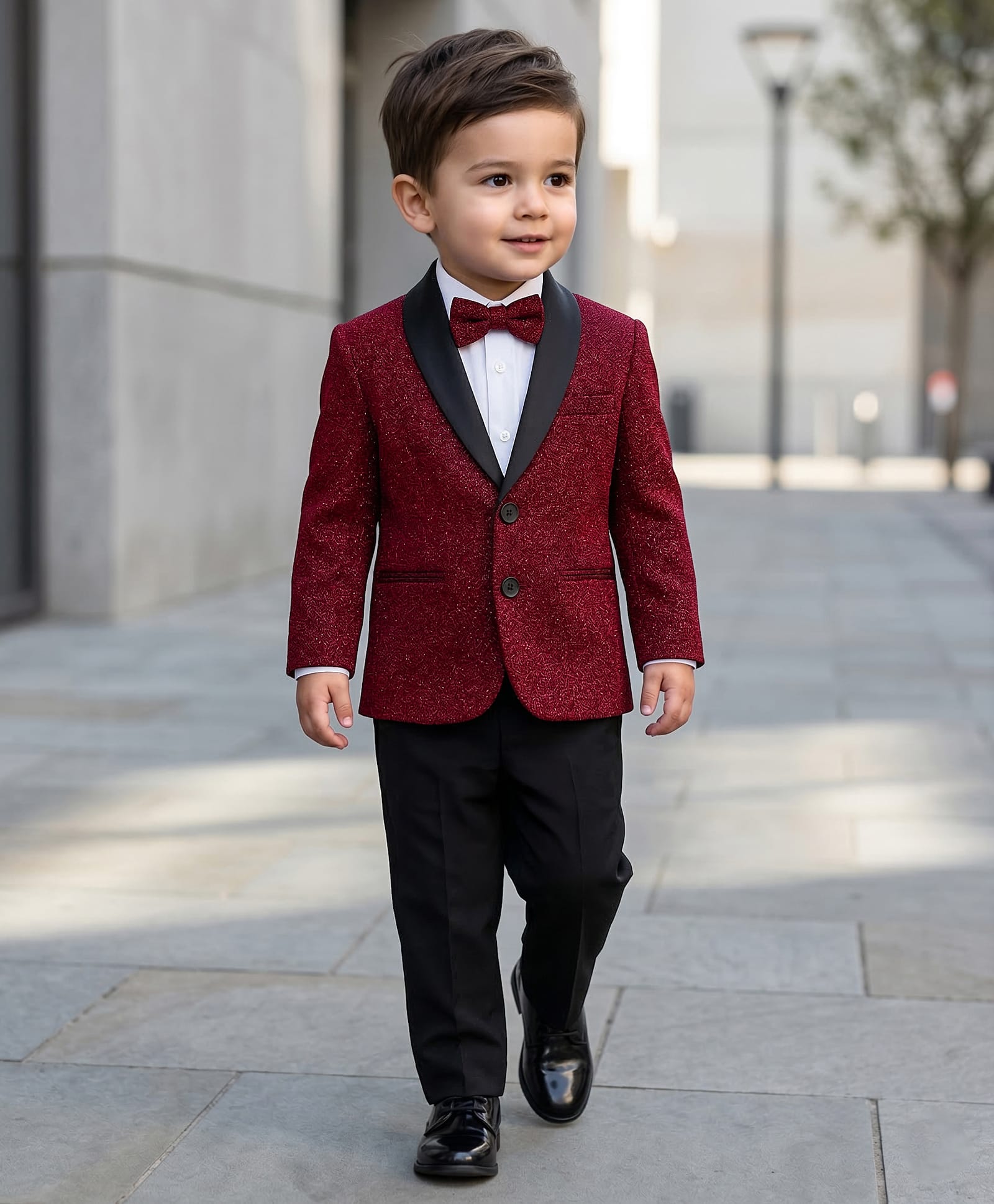 Babyhug Knit Full Sleeves Solid Color 3 Piece Party Suit with Bow Applique - Maroon-picture-28