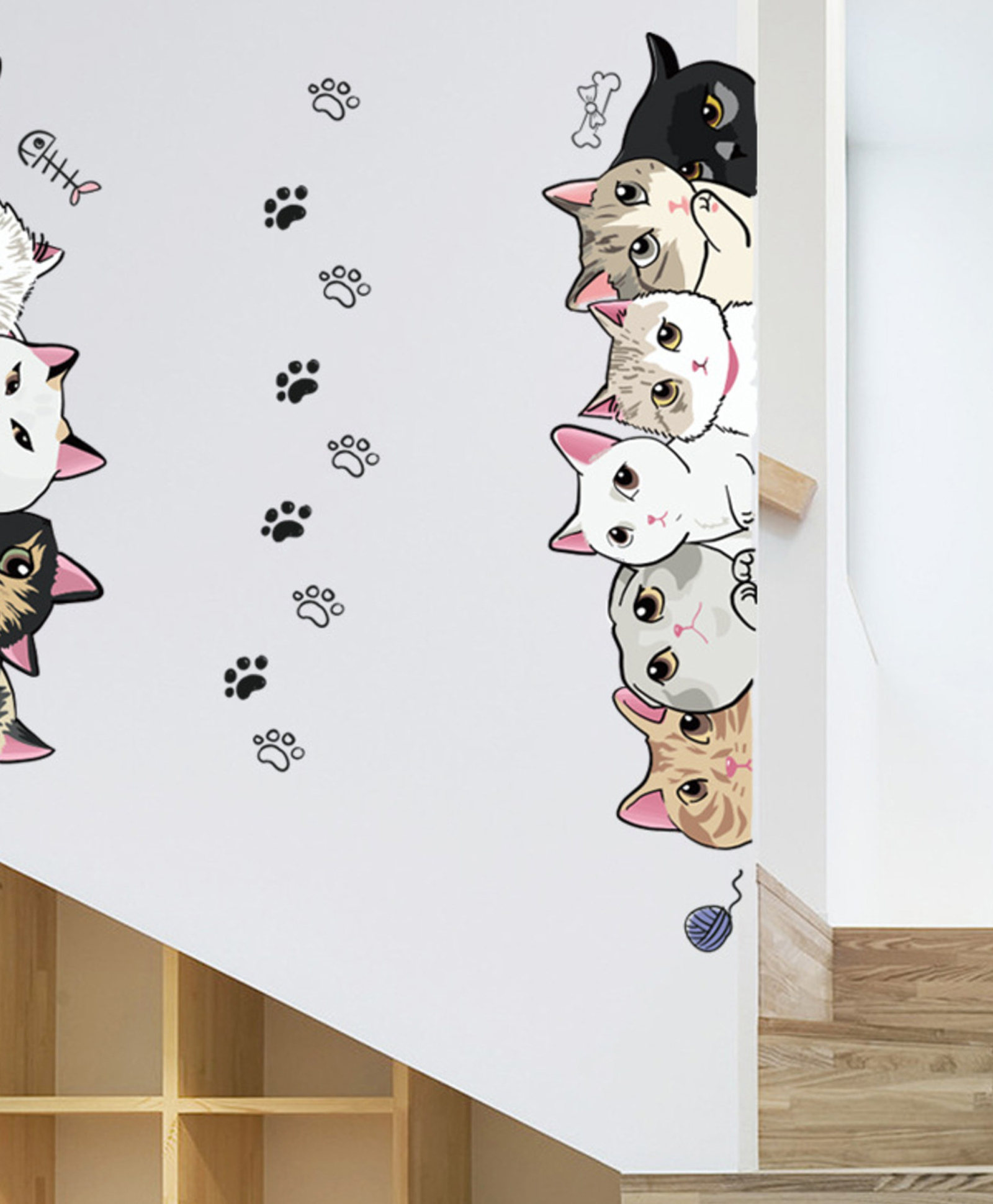 JAAMSO ROYALS Multicolor Cartoon Cat Self Adhesive Wall Sticker (30cm x 90cm)-picture-49