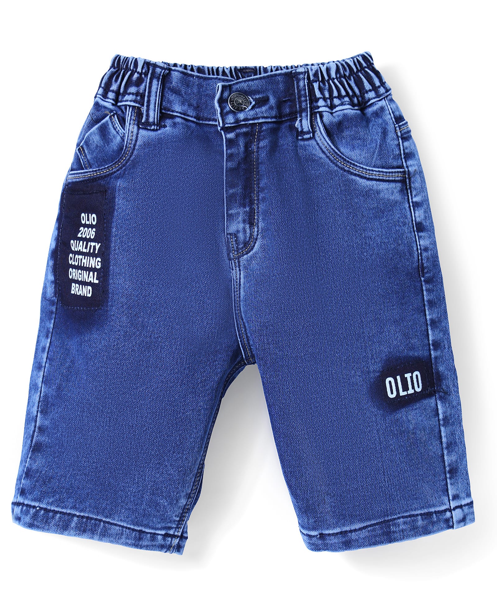 Olio Kids Denim Knit Shorts With Text Print - Navy Blue-picture-25