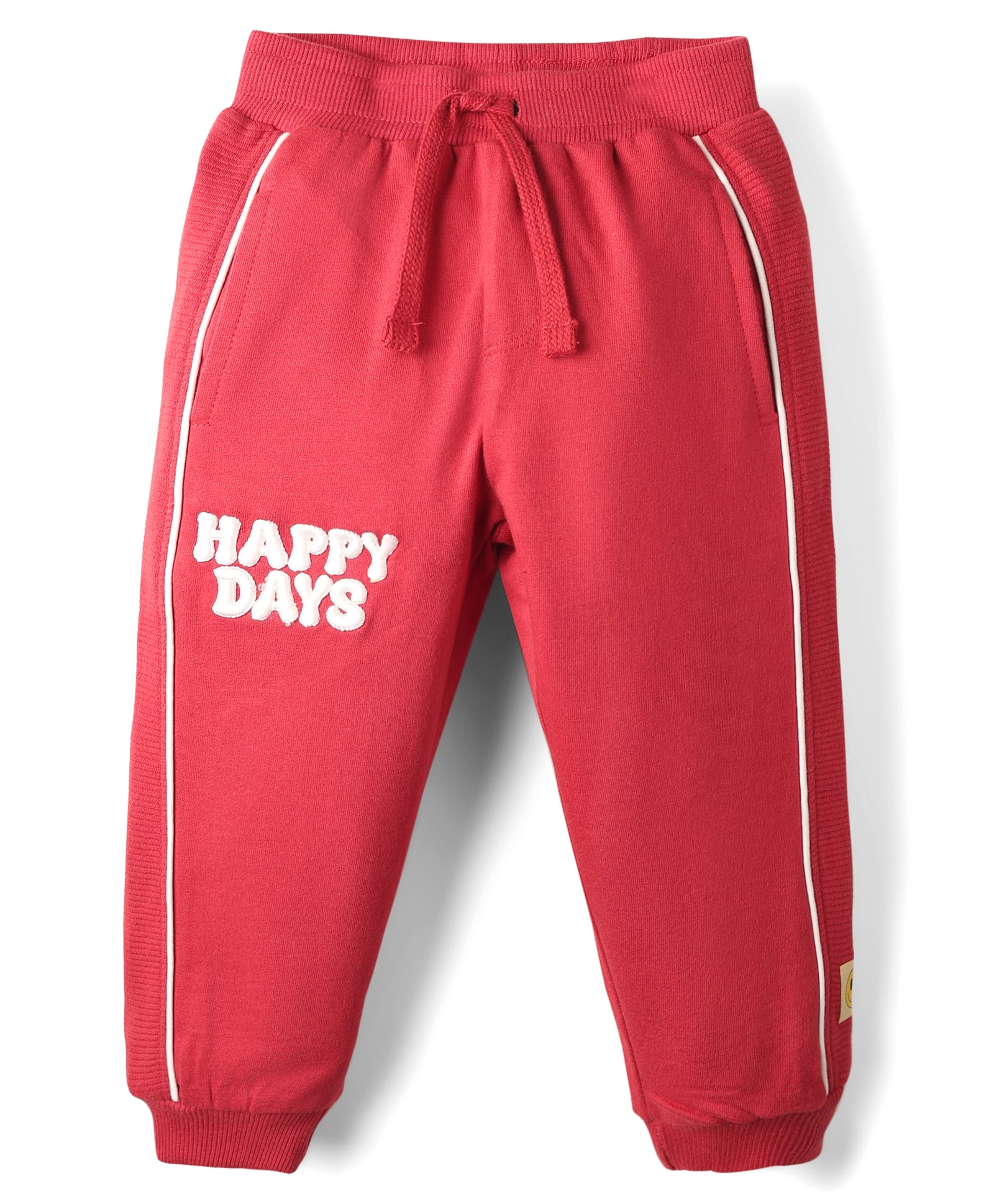 Babyhug Terry Cotton Knit Full Length Lounge Pant With Text Embroidery - Maroon-picture-15