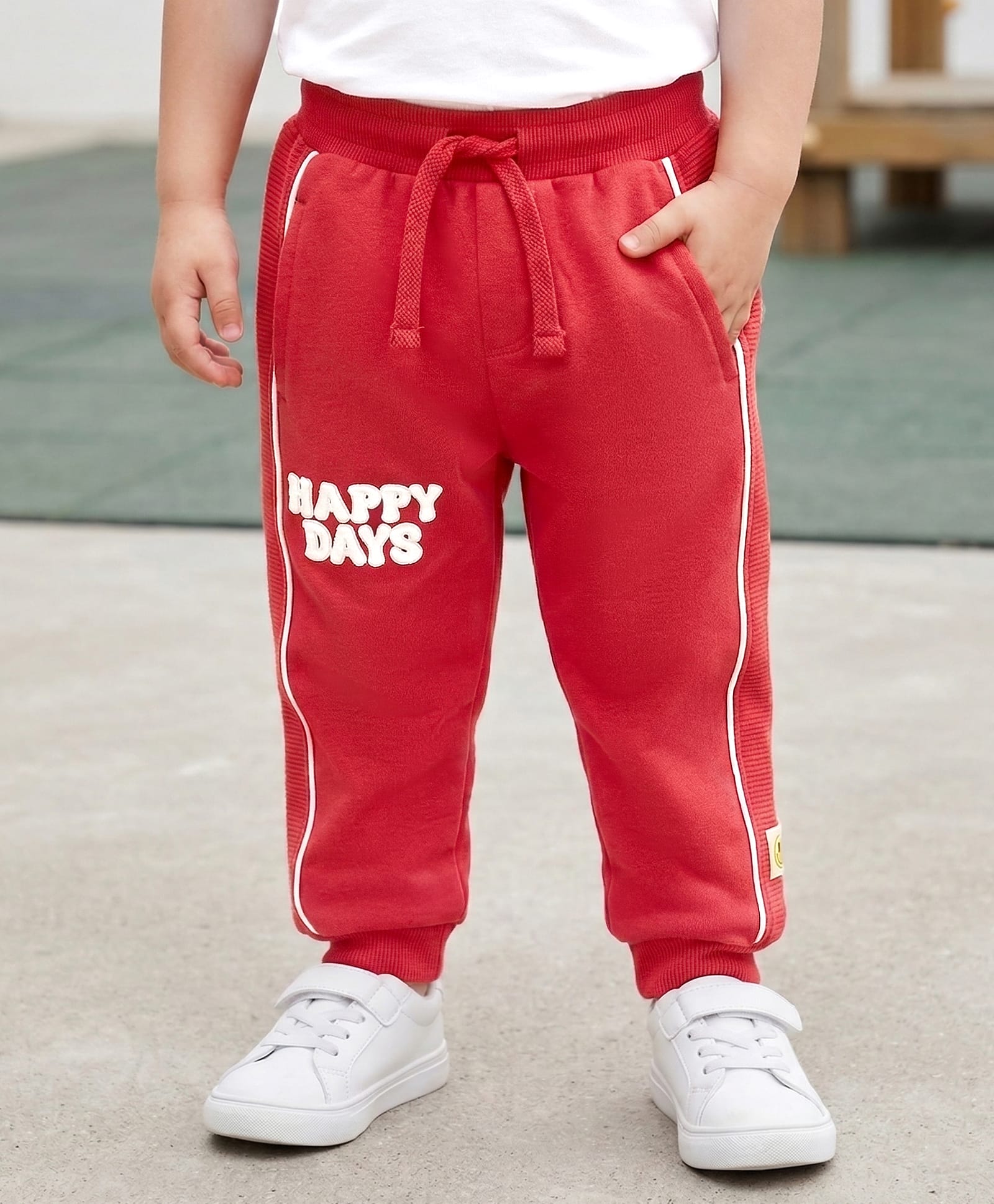 Babyhug Terry Cotton Knit Full Length Lounge Pant With Text Embroidery - Maroon-image-26
