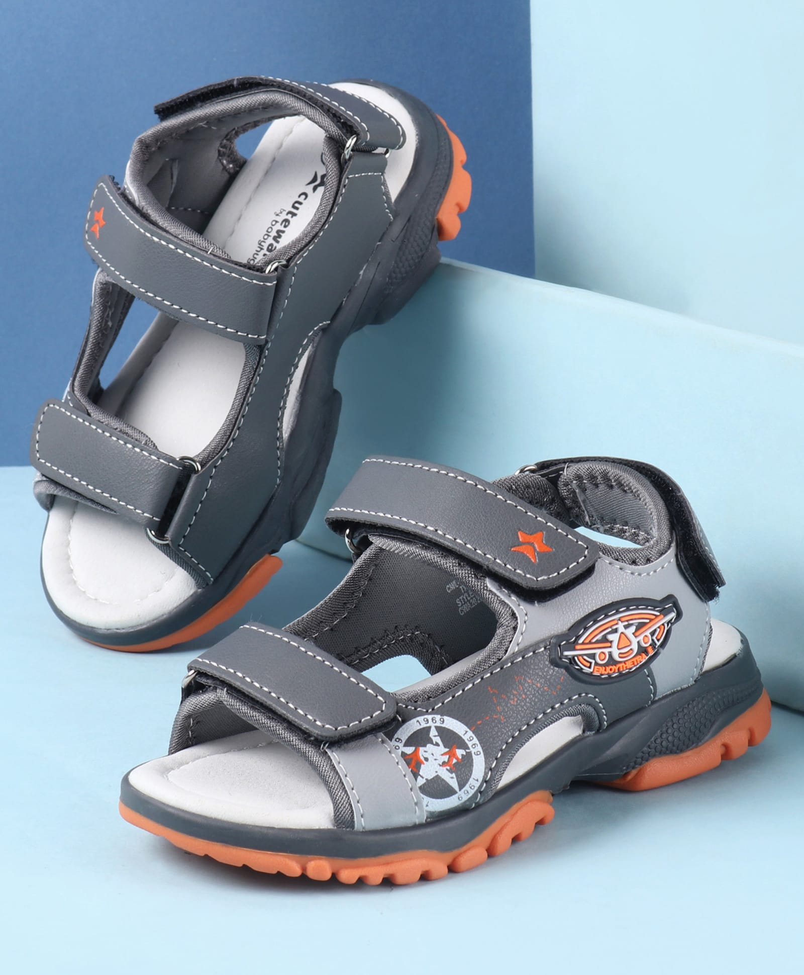 Cute Walk by Babyhug Velcro Closure PU Sandal - Grey-image-39