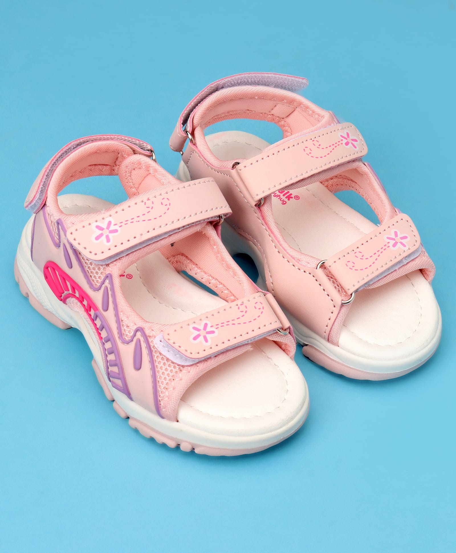 Cute Walk by Babyhug Sandals with Velcro Closure & Floral Print - White & Pink-picture-15