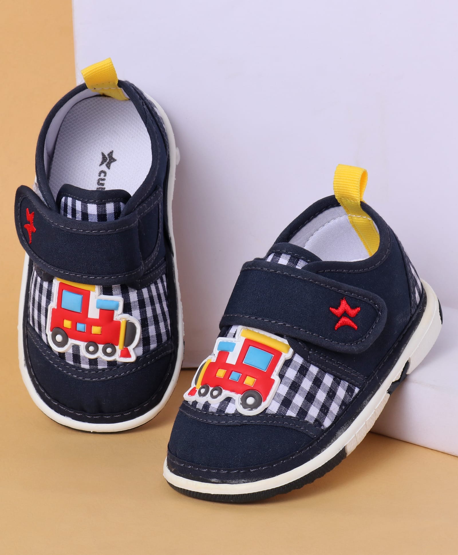 Cute Walk By Babyhug Casual Shoes with Velcro Closure Mesh & Train Patch - Navy Blue-image-31
