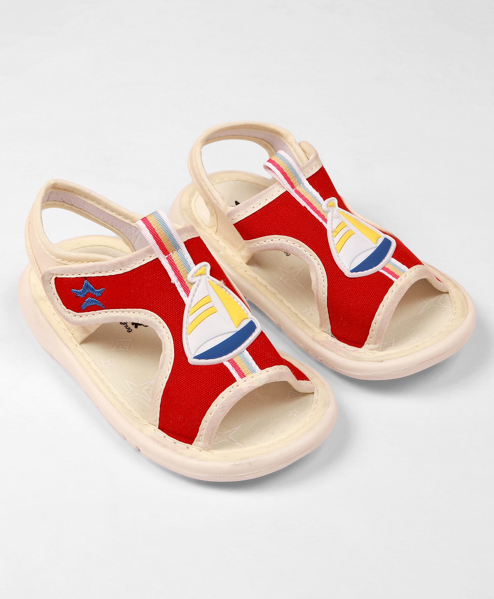 Cute Walk By Babyhug Velcro Closure Sandals With Boat Patch - Red-image-46
