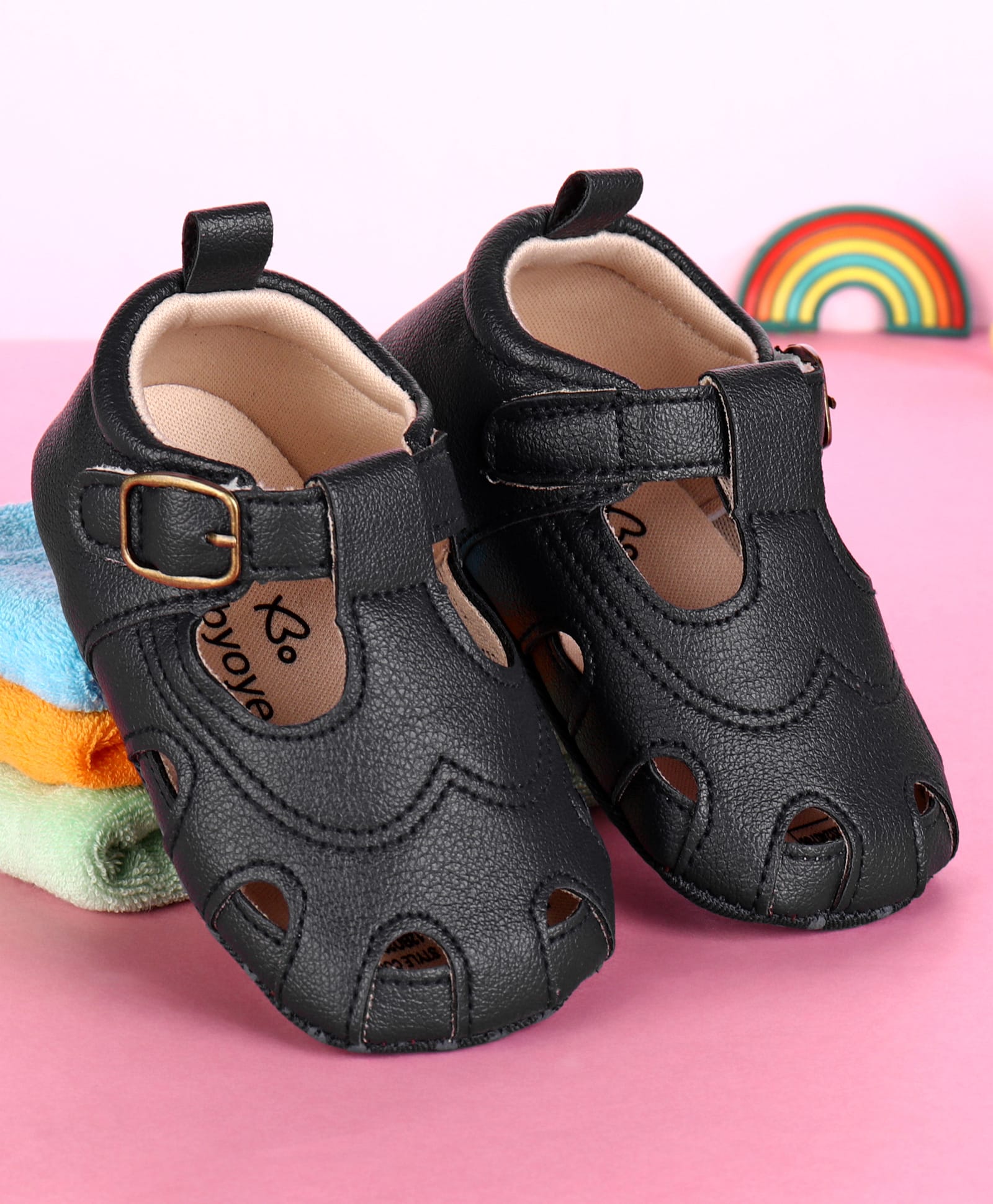 Babyoye Booties with Velcro Closure - Navy Blue