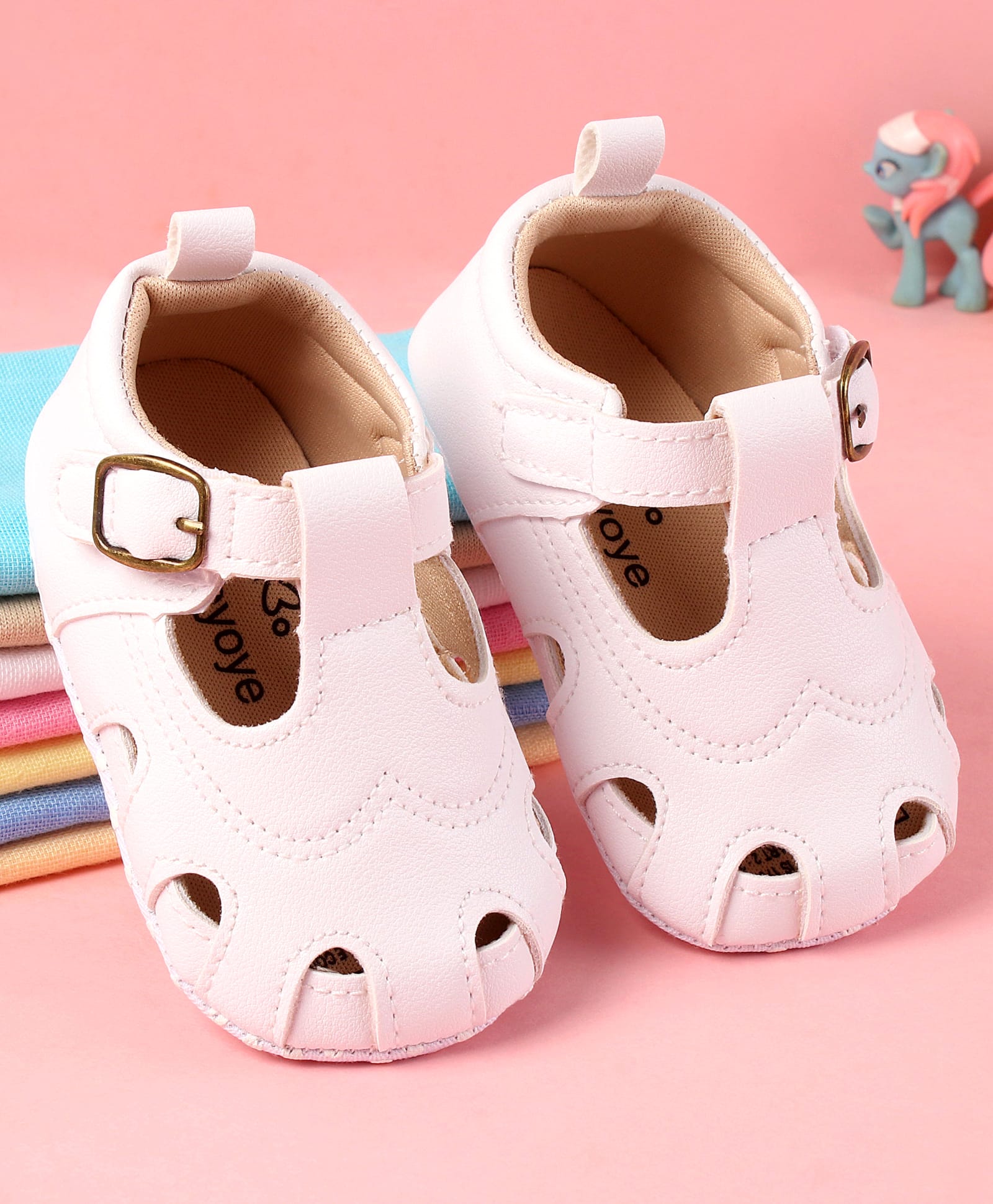 Babyoye Booties with Velcro Closure - White-image-30