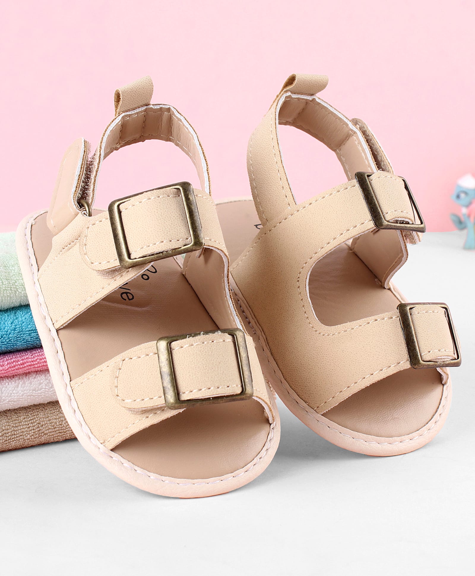 Babyoye Velcro Closure Solid Booties - Khaki-picture-37