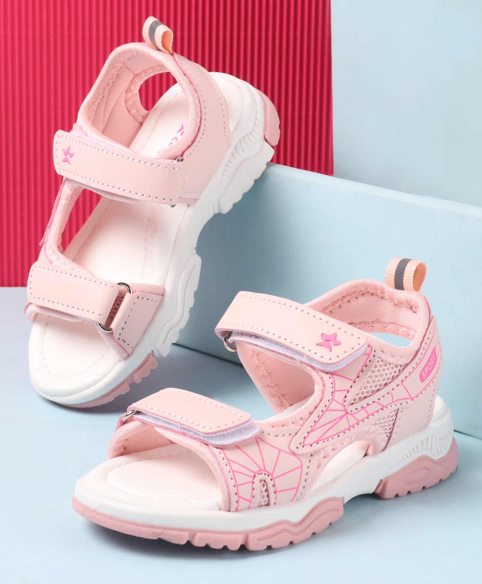 Cute Walk by Babyhug Velcro Closure Sandals with Abstract Print - Pink-image-27