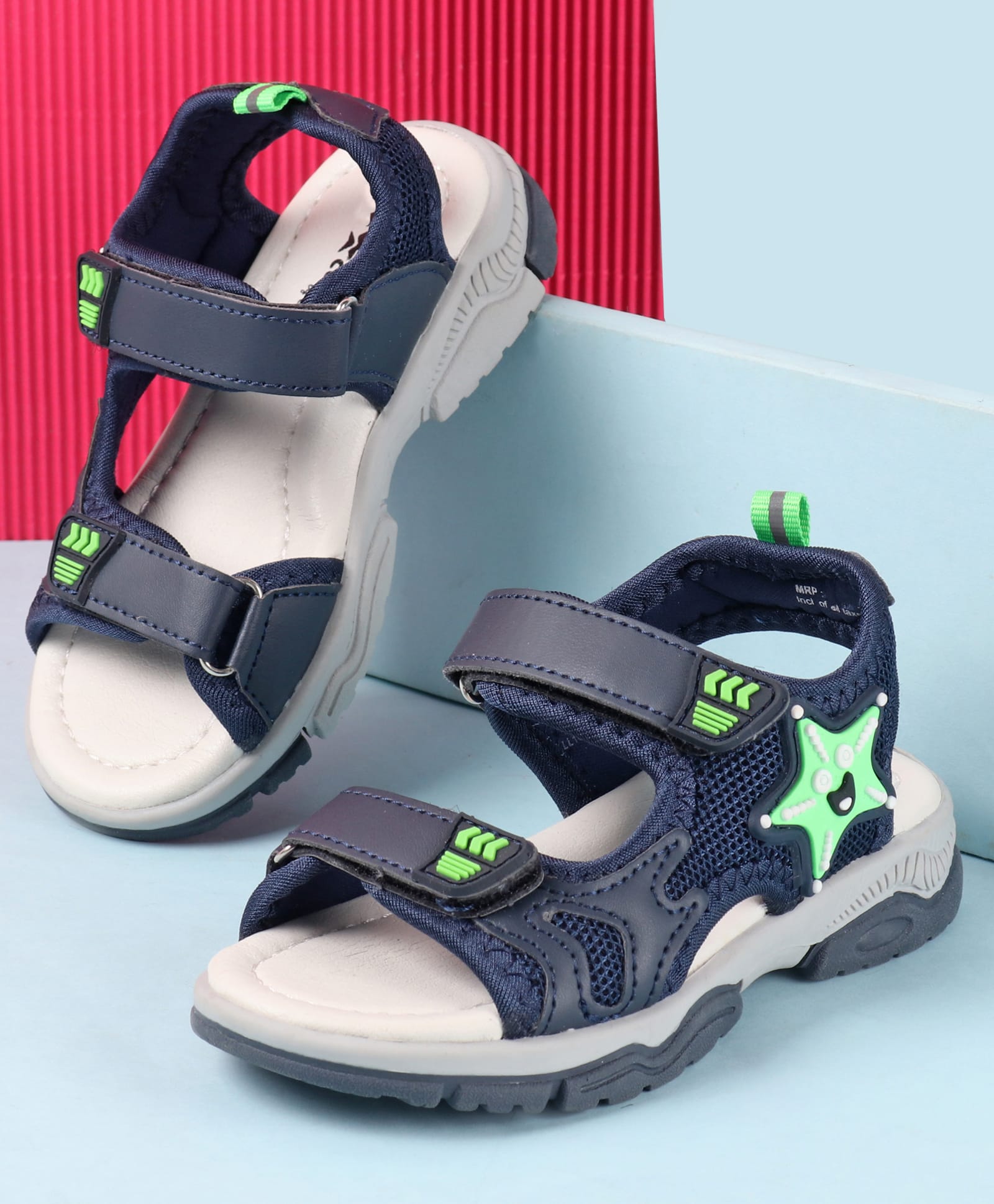 Cute Walk by Babyhug Velcro Closure Sandals with Star Applique - Navy Blue-picture-27