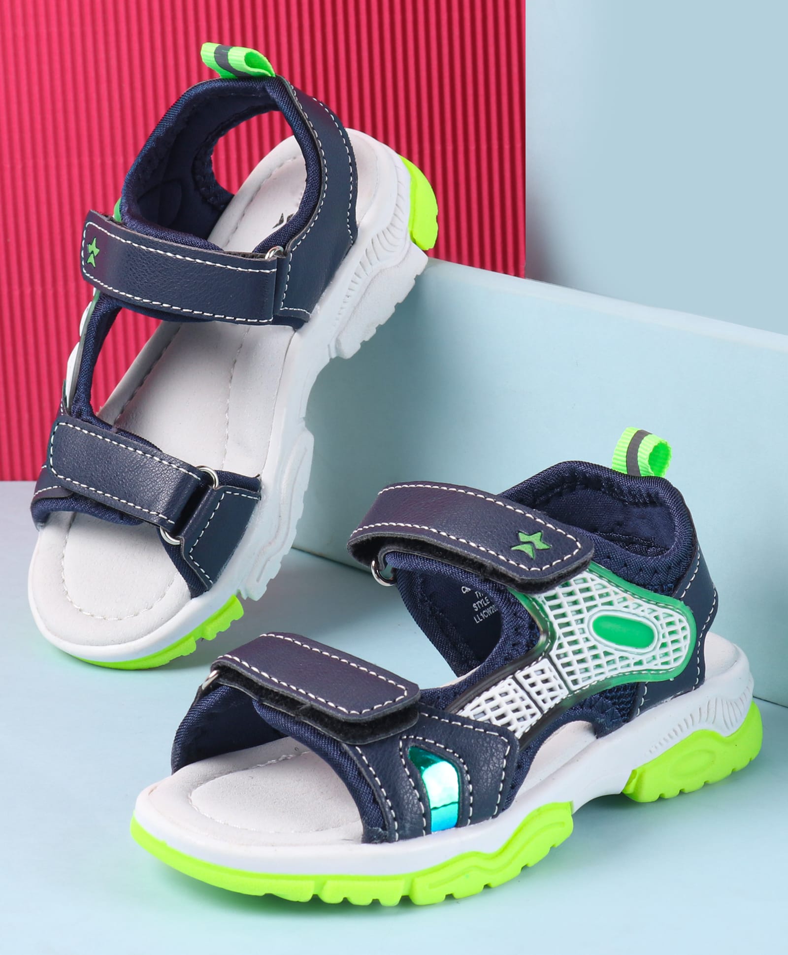 Cute Walk by Babyhug Velcro Closure Sandal With Colour Block - Navy Blue-picture-23