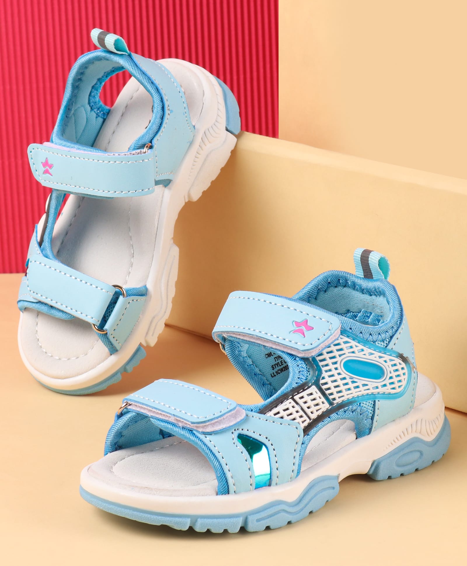 Cute Walk by Babyhug Velcro Closure Sandal With Colour Block - Light Blue-picture-12