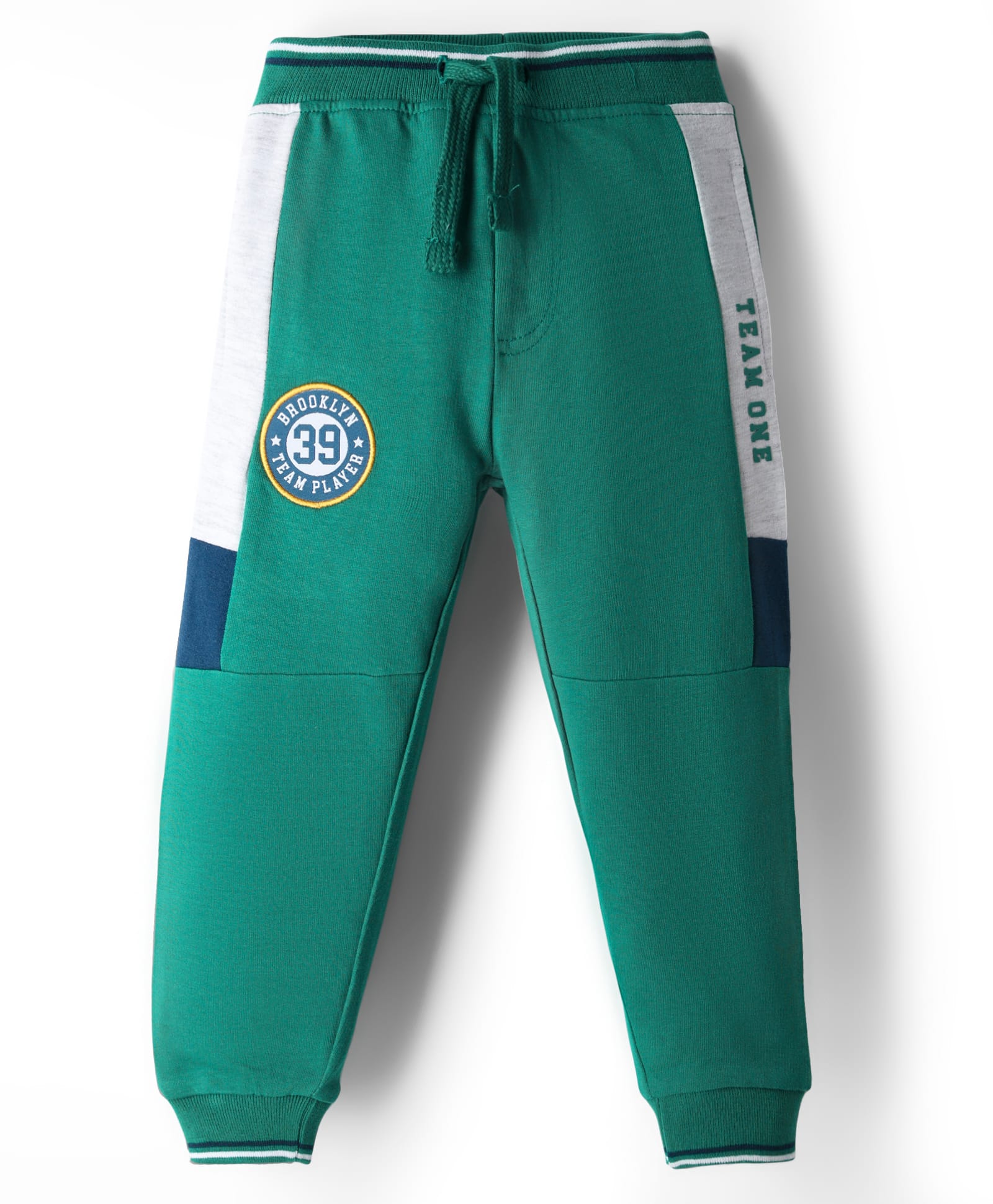 Babyhug French Terry Knit Full Length Lounge Pant With Text Patch - Green-picture-19
