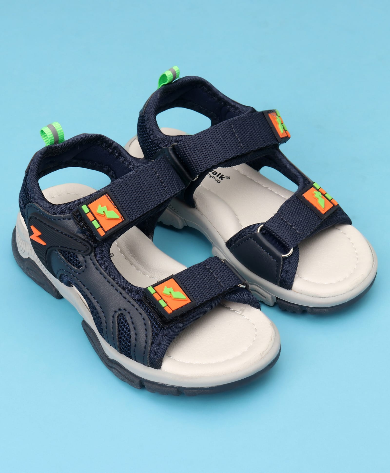 Cute Walk by Babyhug Solid Color Velcro Closure Sandals - Navy Blue-image-12